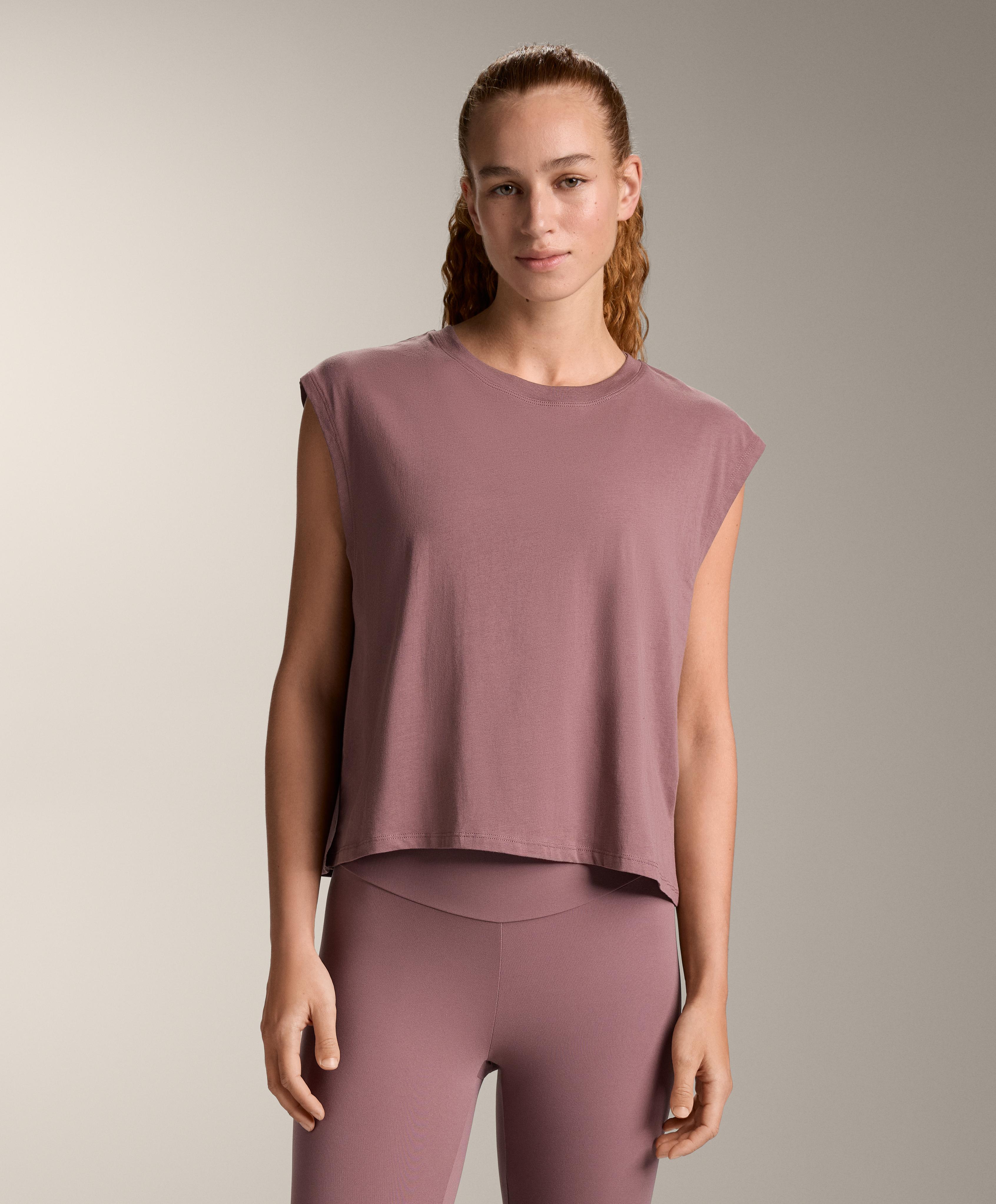 Cotton blend sleeveless T-shirt