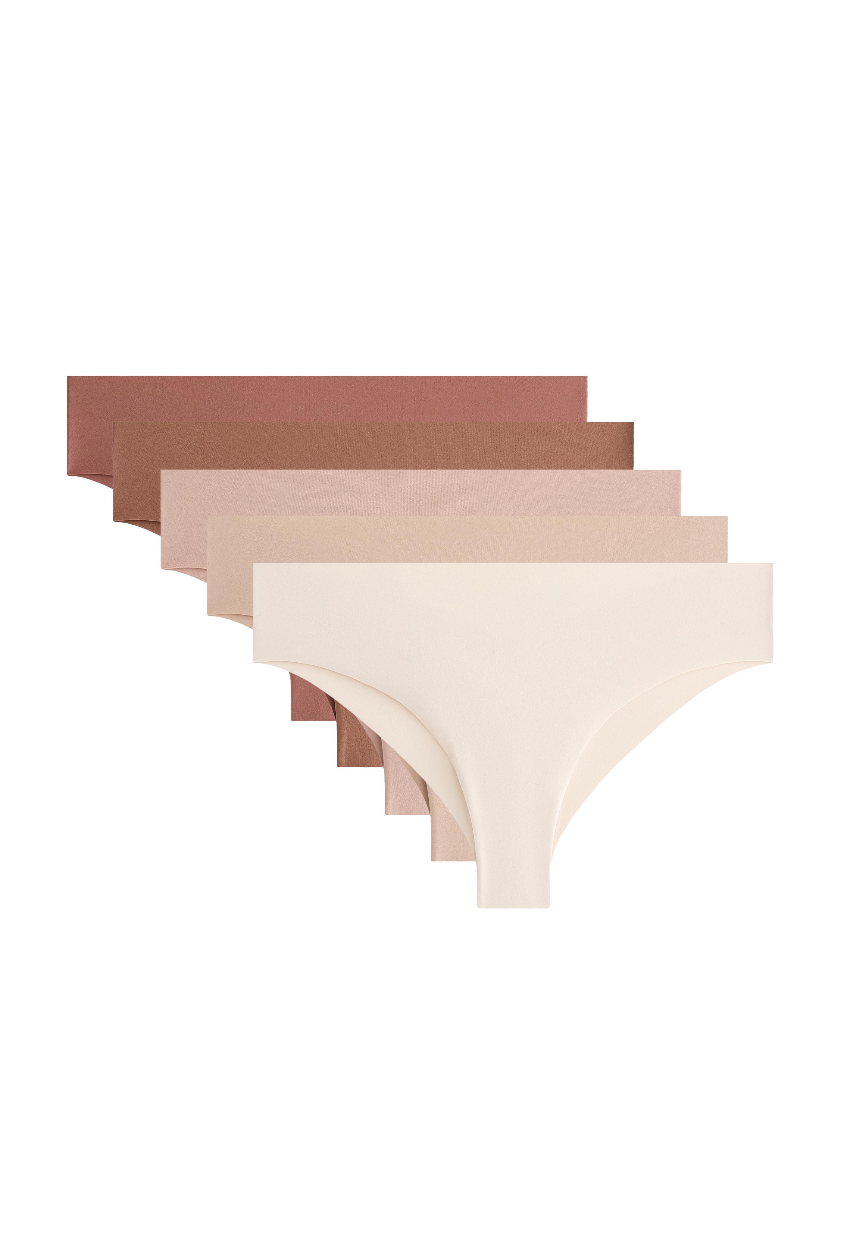 5 PANTONE™ polyamide blend invisible Brazilian briefs — BEIGE