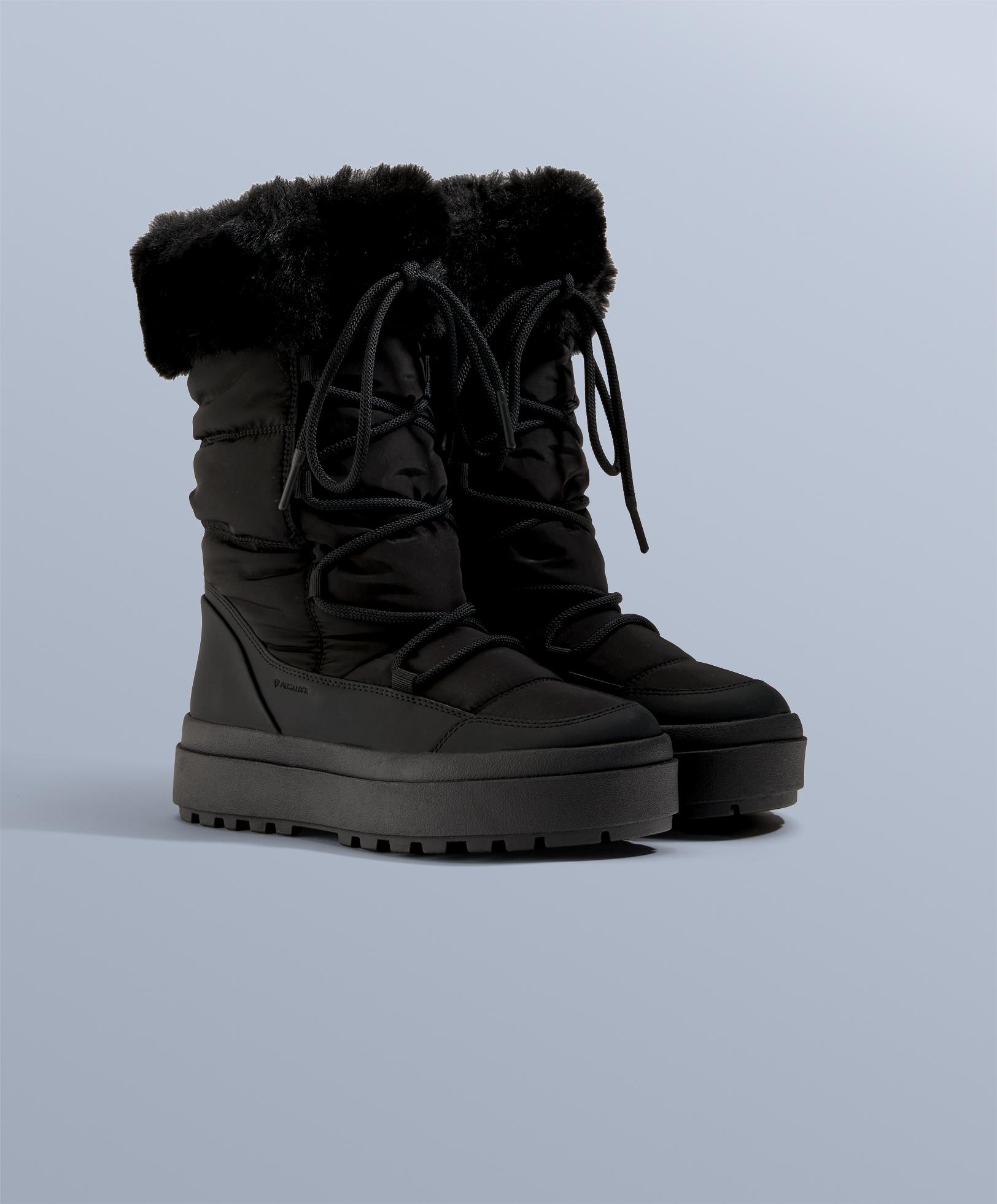 Šnurovacia après-ski čižma s kožušinovým golierom