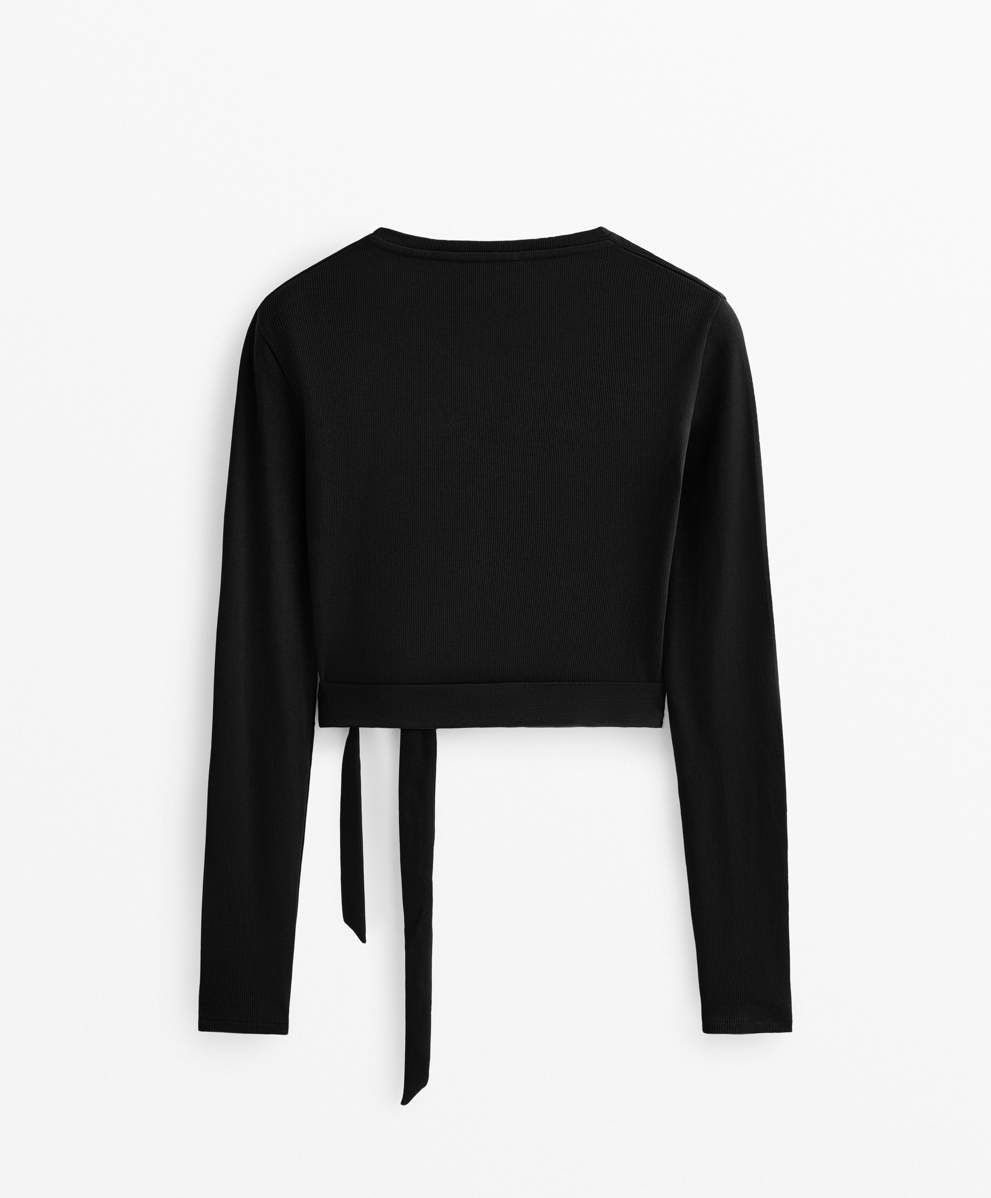 Rib cotton blend wrap top