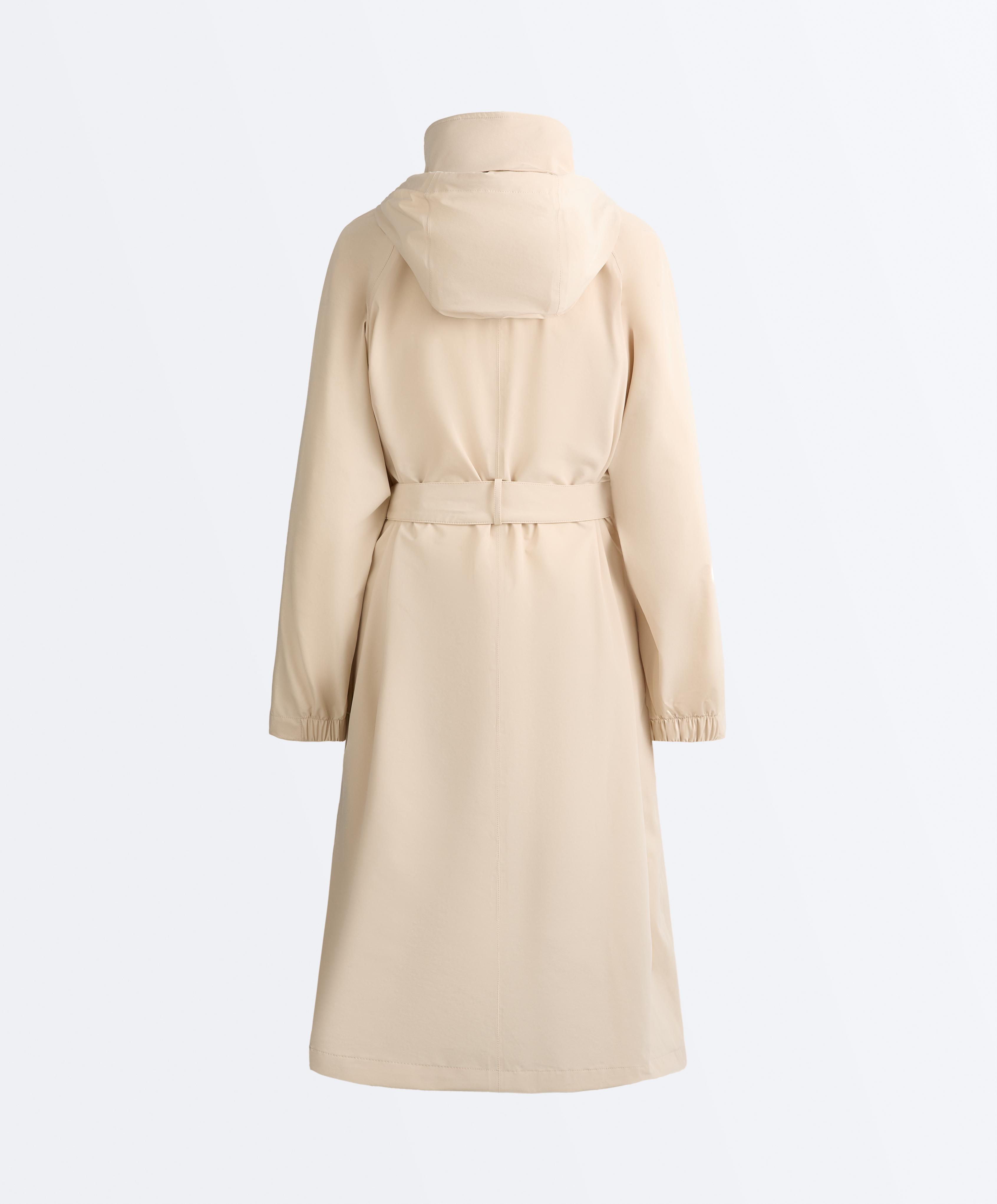 Long extra lightweight 10k waterproof jacket — PALE BEIGE