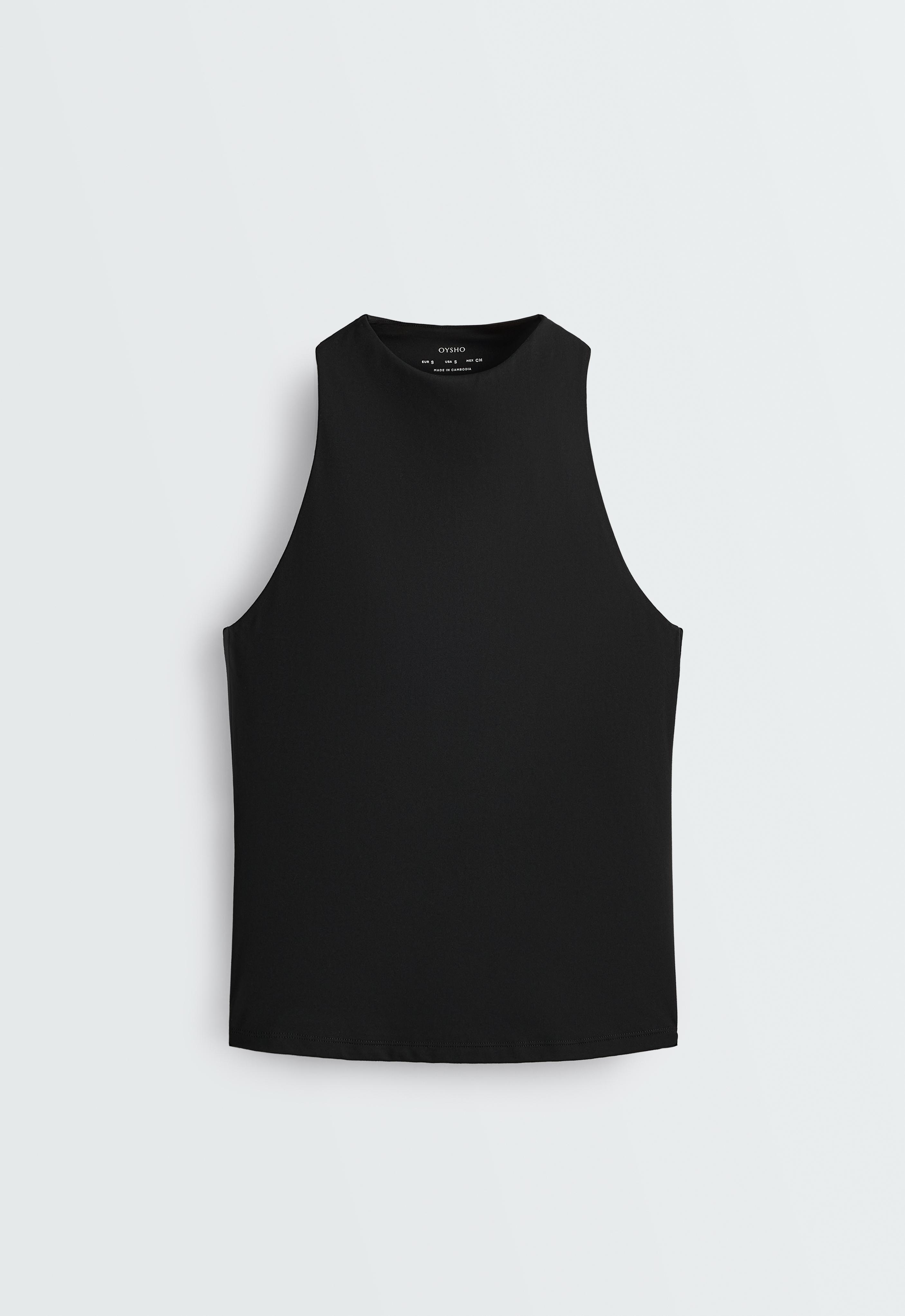 Long Comfortlux halter tank top — BLACK