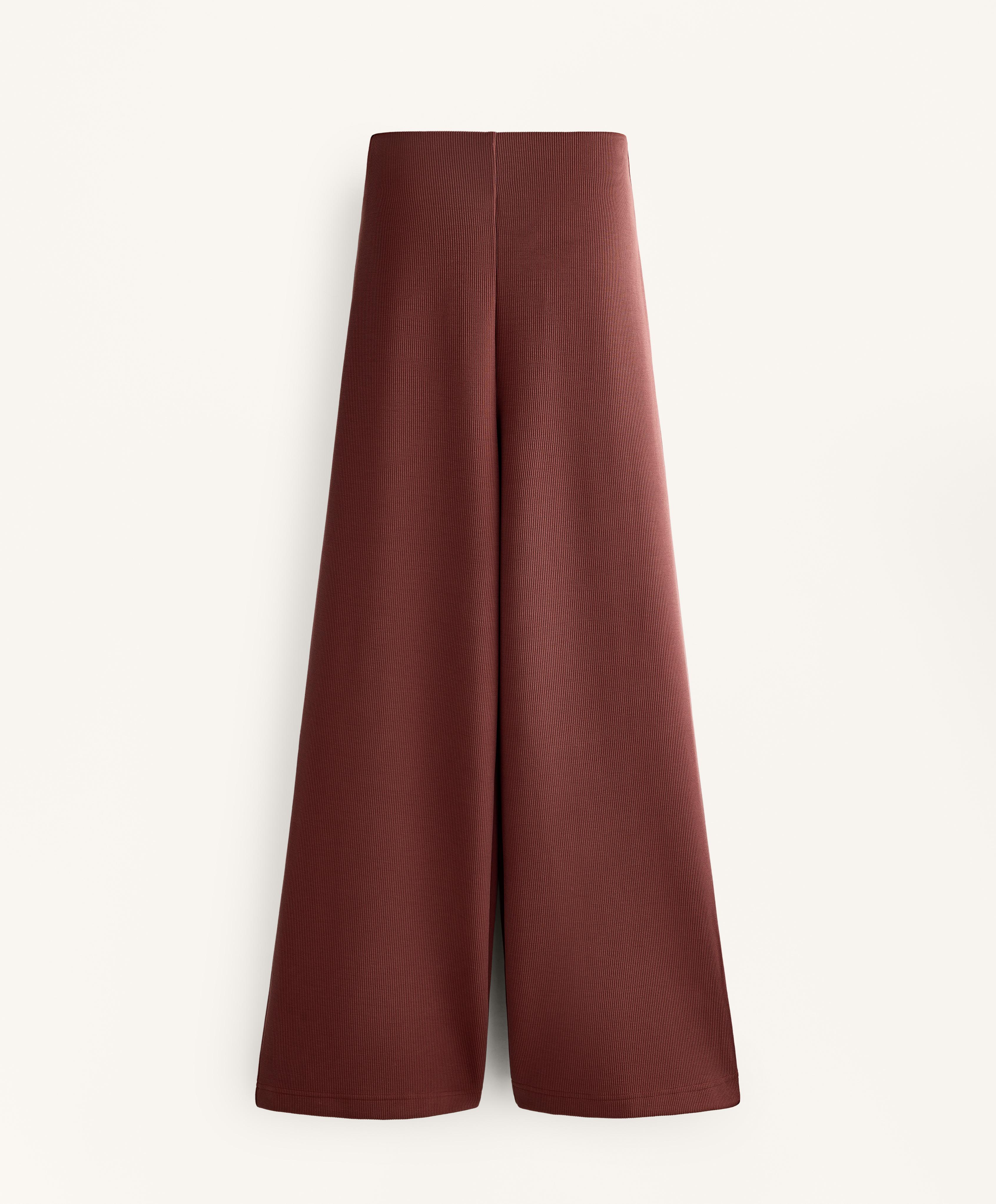 High rise rib trousers with soft touch modal