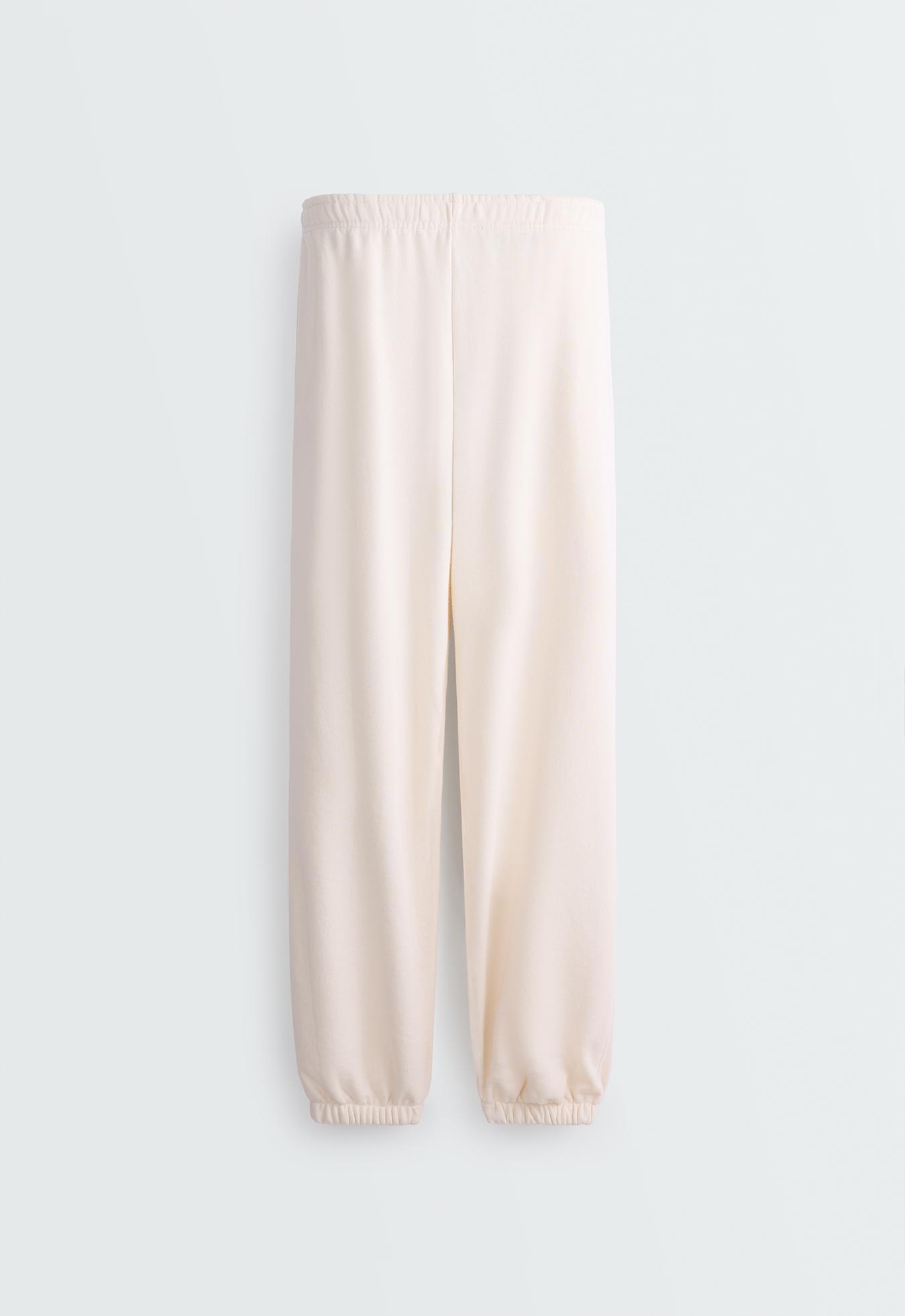 Cotton-blend fleece joggers — PALE ECRU