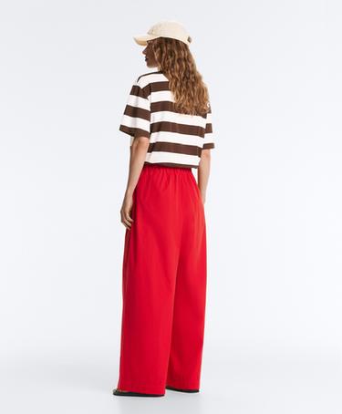 100% cotton poplin wide-leg trousers — BRIGHT RED 6