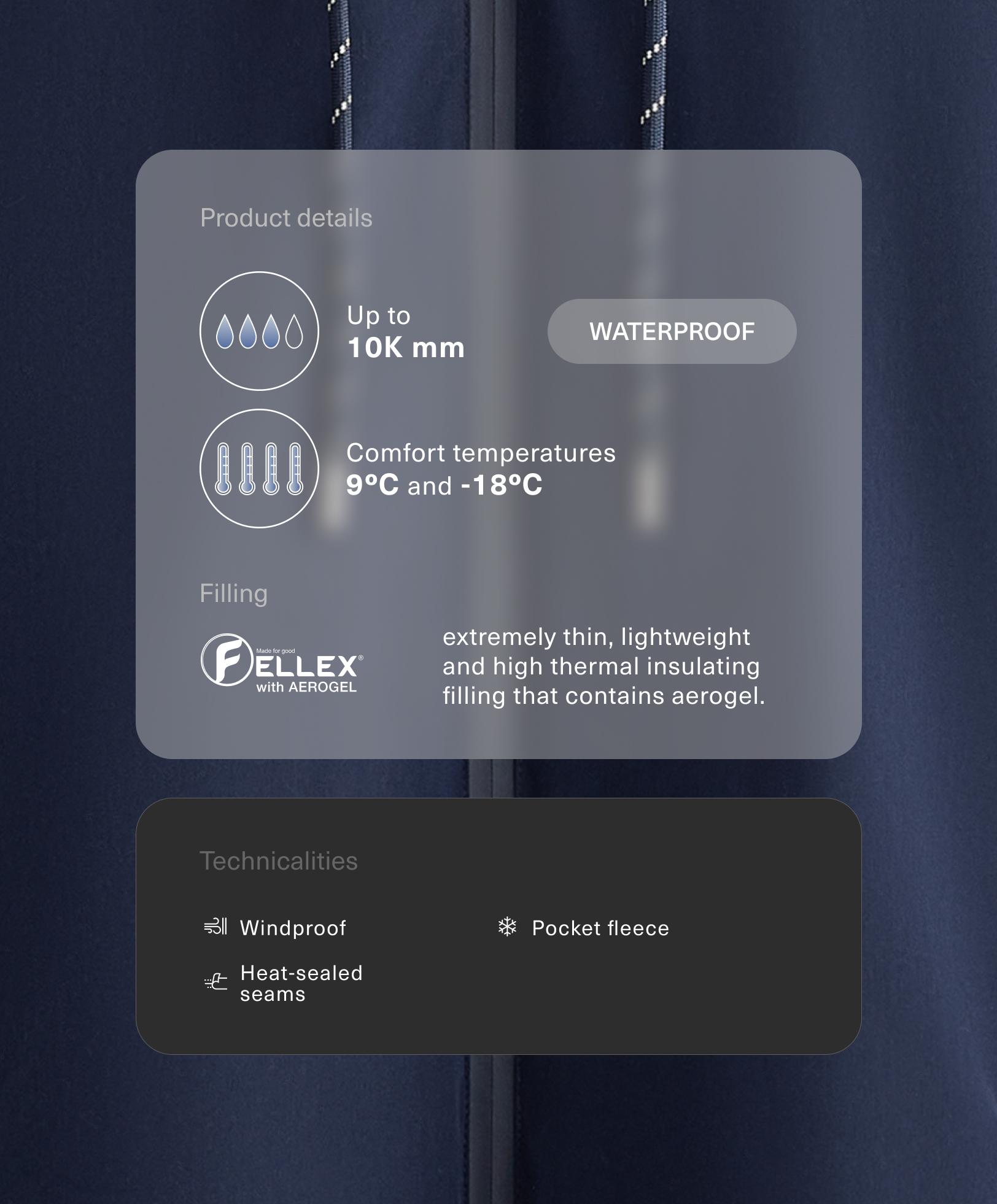 Veste matelassée imperméable 10k FELLEX® avec AEROGEL Veste matelassée imperméable 10k FELLEX® avec AEROGEL
