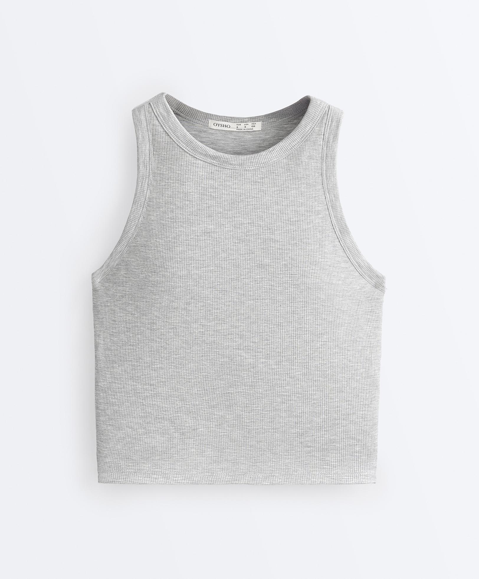 Rib modal blend long tank top — GREY MELANGE