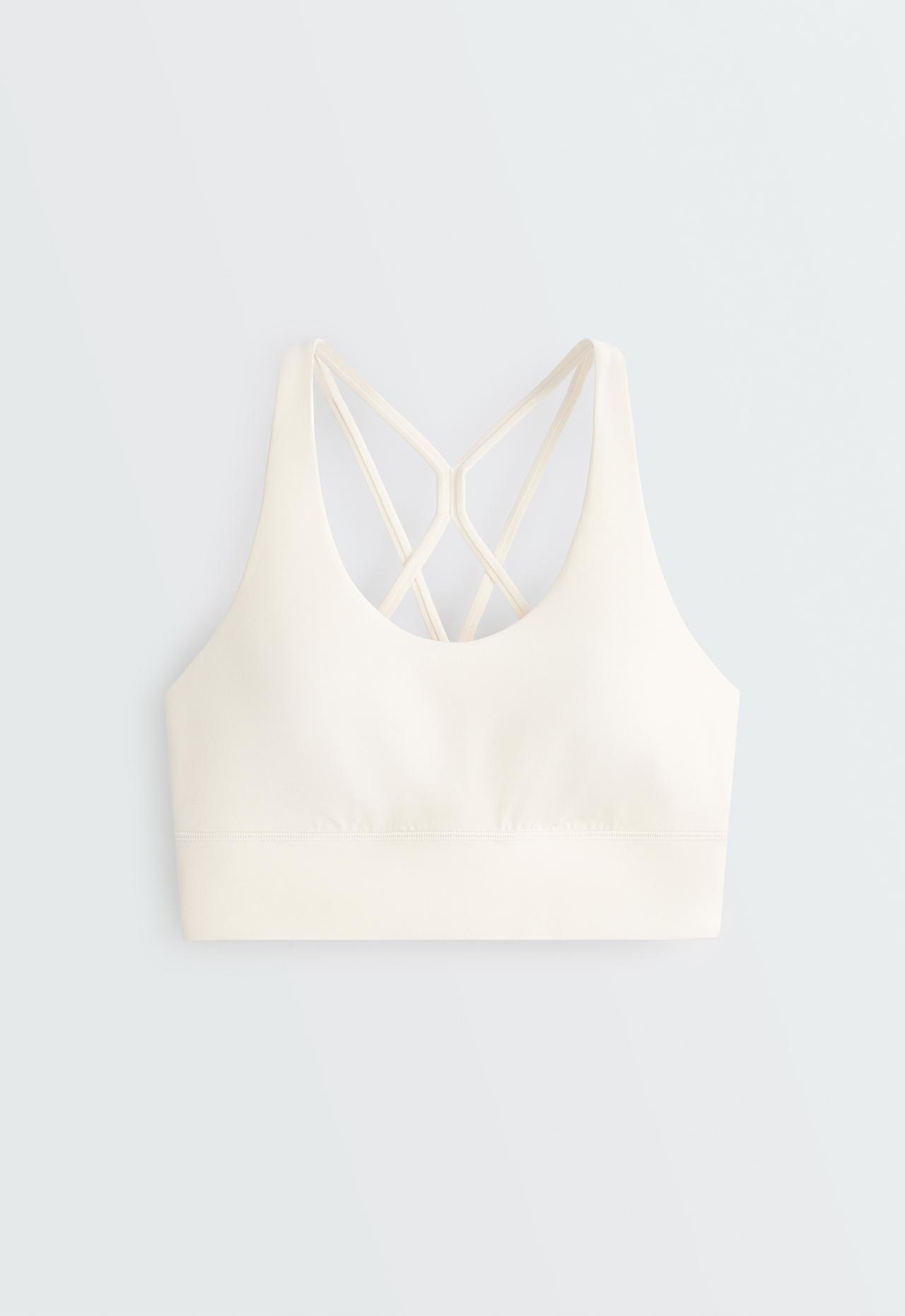 Medium support Comfortlux sports bra with cup — PALE ECRU