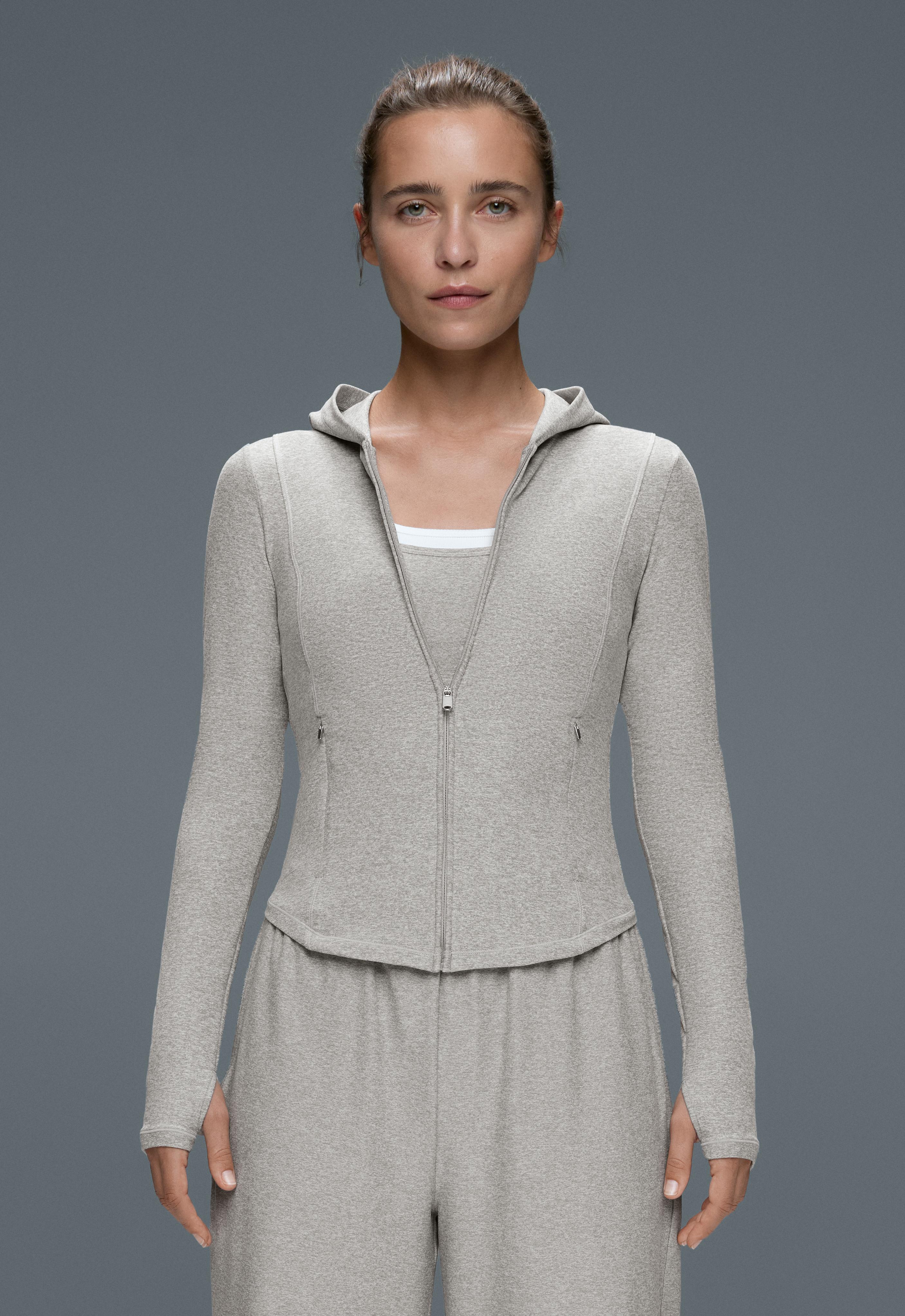 Technical marl hooded jacket — GREY MELANGE