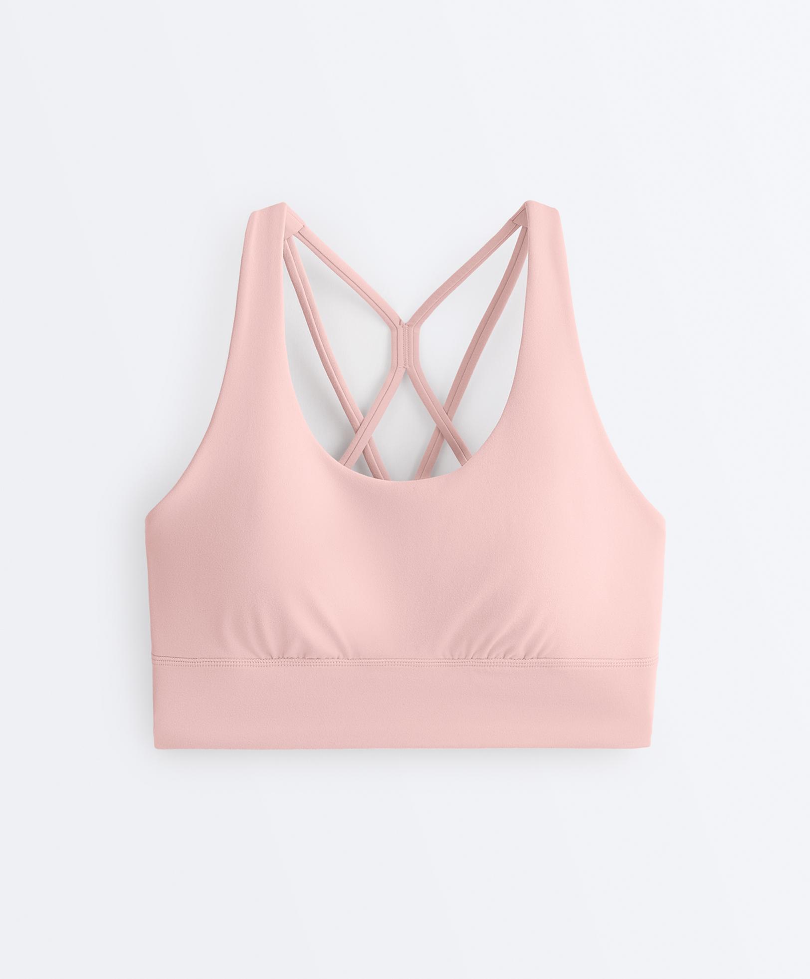 Medium-support Comfortlux sports bra with cups — NUDE PINK
