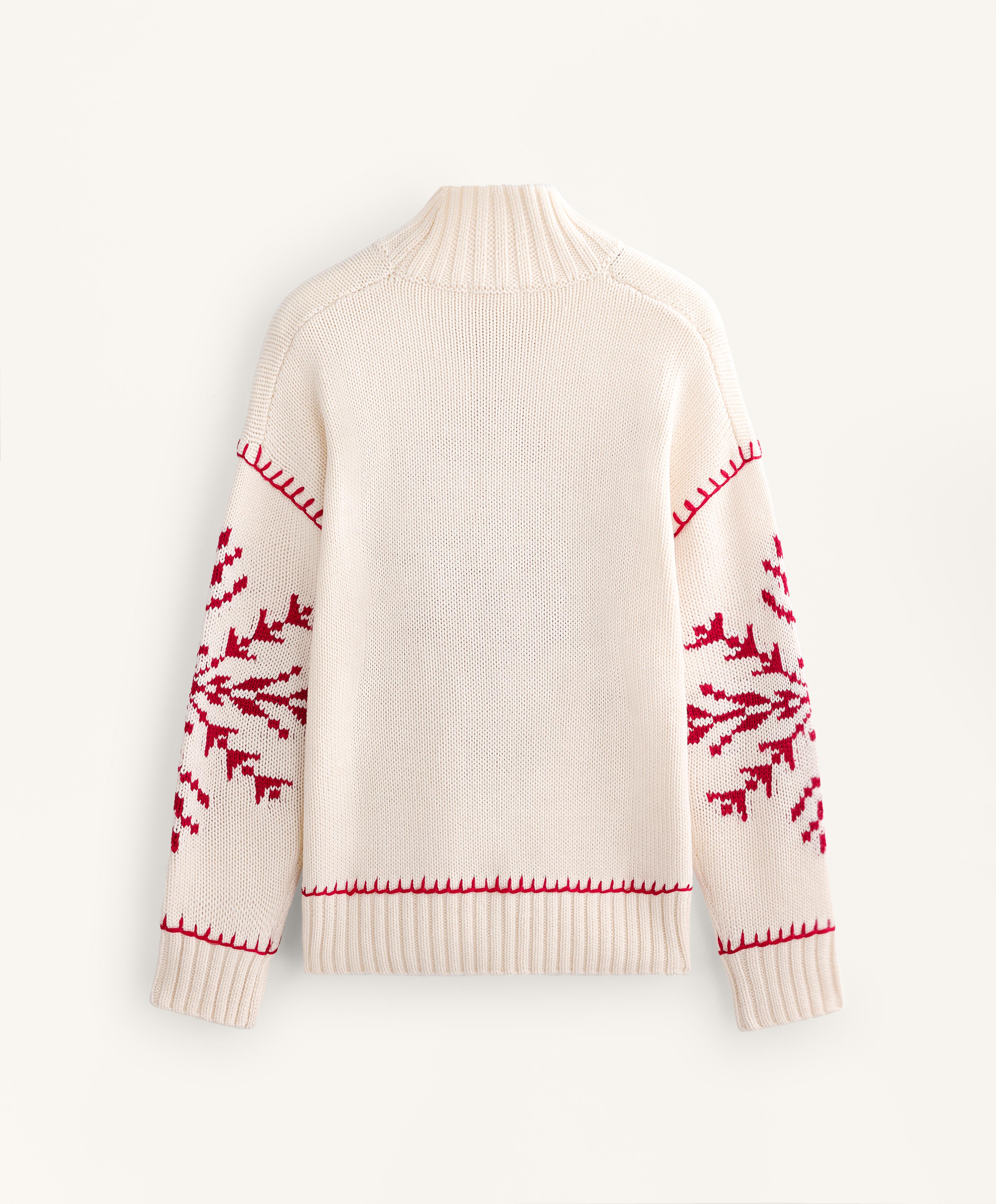 Kar tanesi işlemeli örgü kazak - Görsel 8