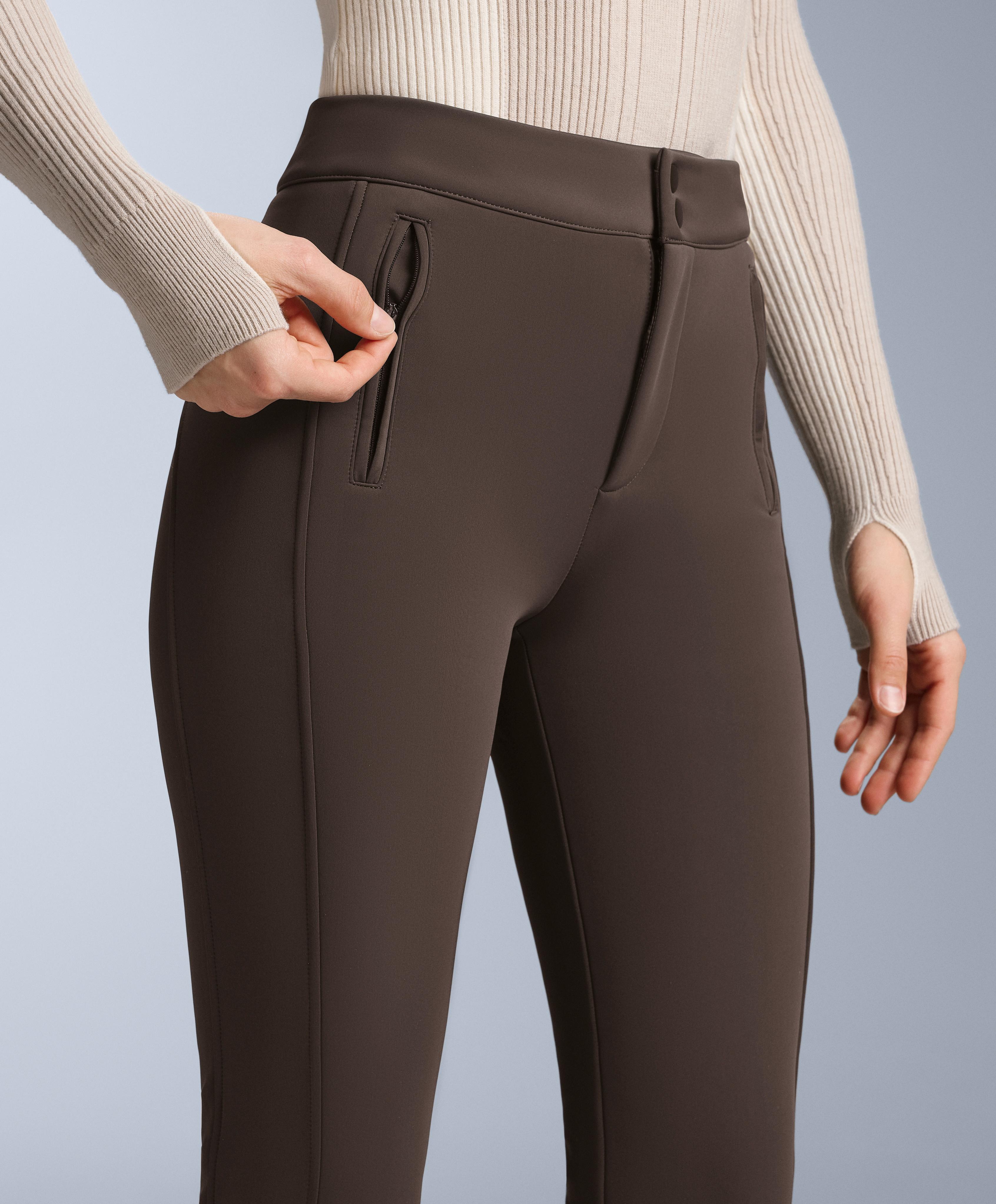 Water-resistant flare stretch SKI trousers — DARK BROWN