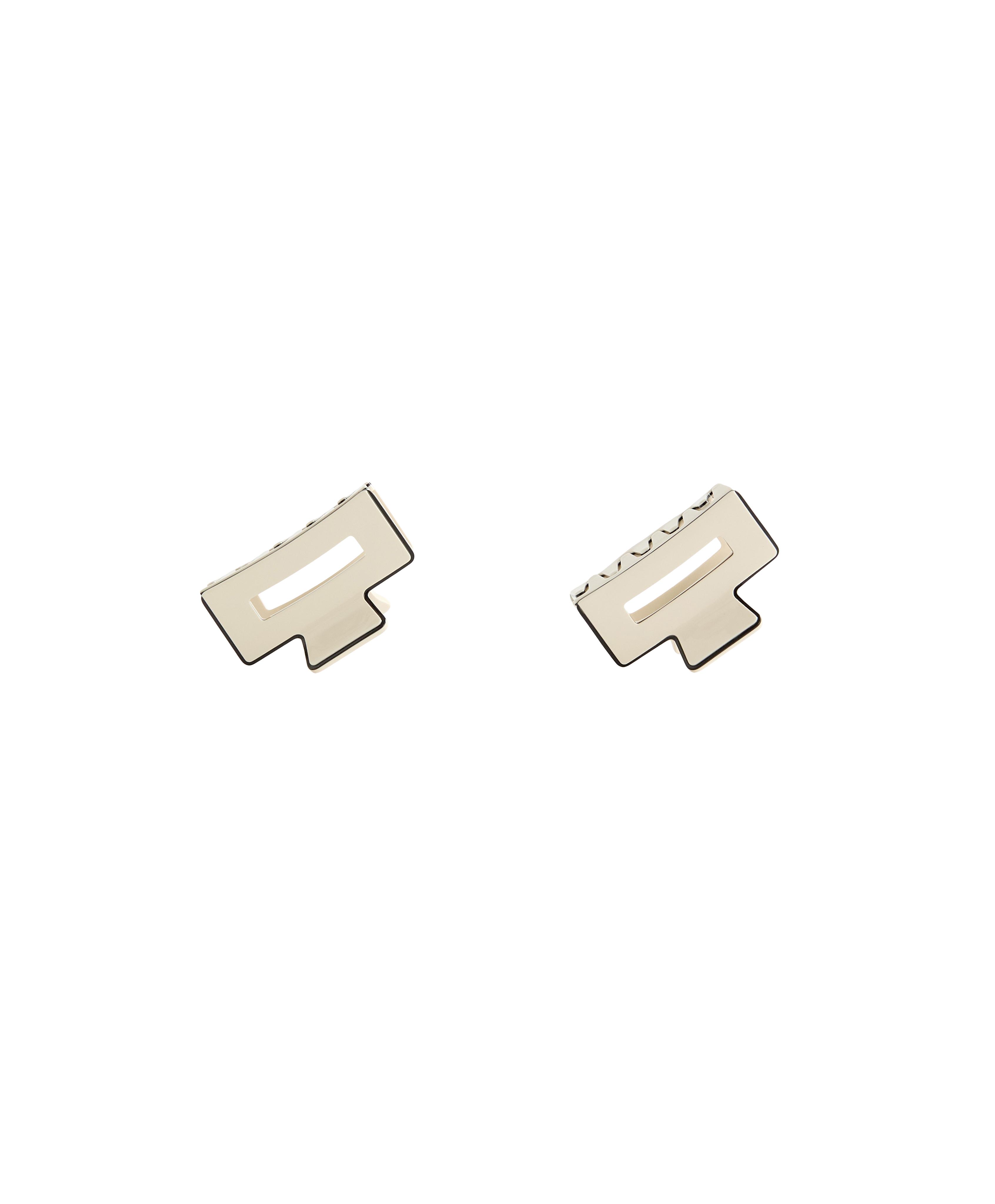 2 square piping hair claws — CREAM