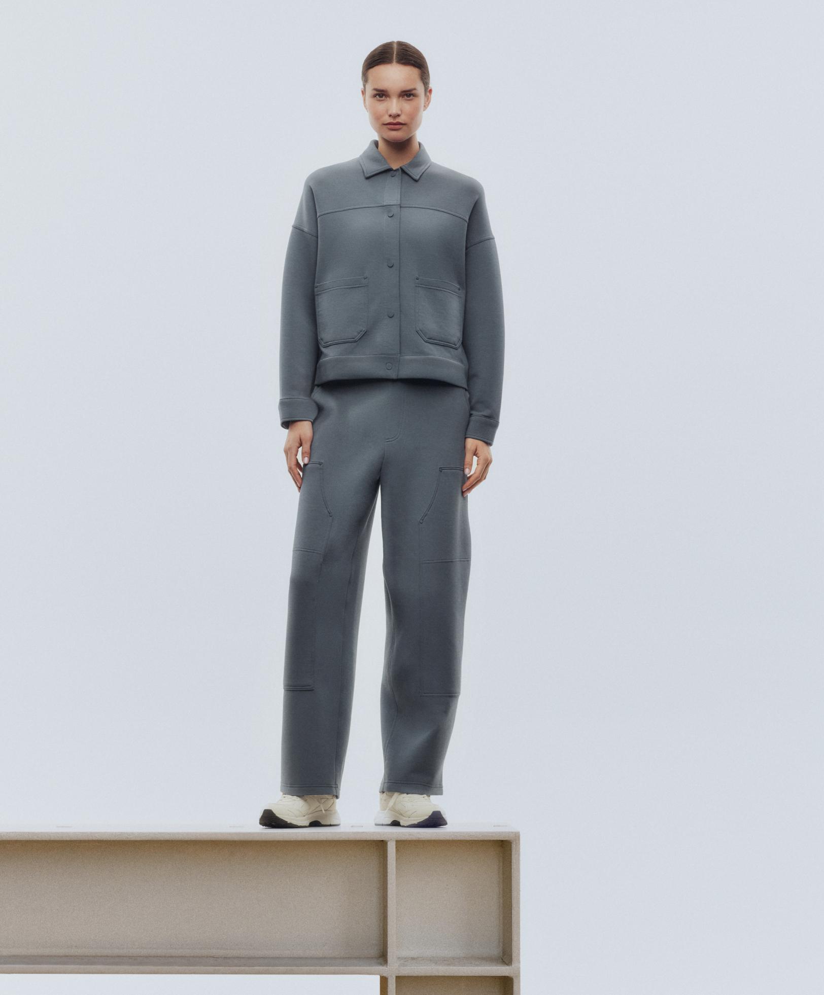 Blue cotton blend straight-leg tracksuit