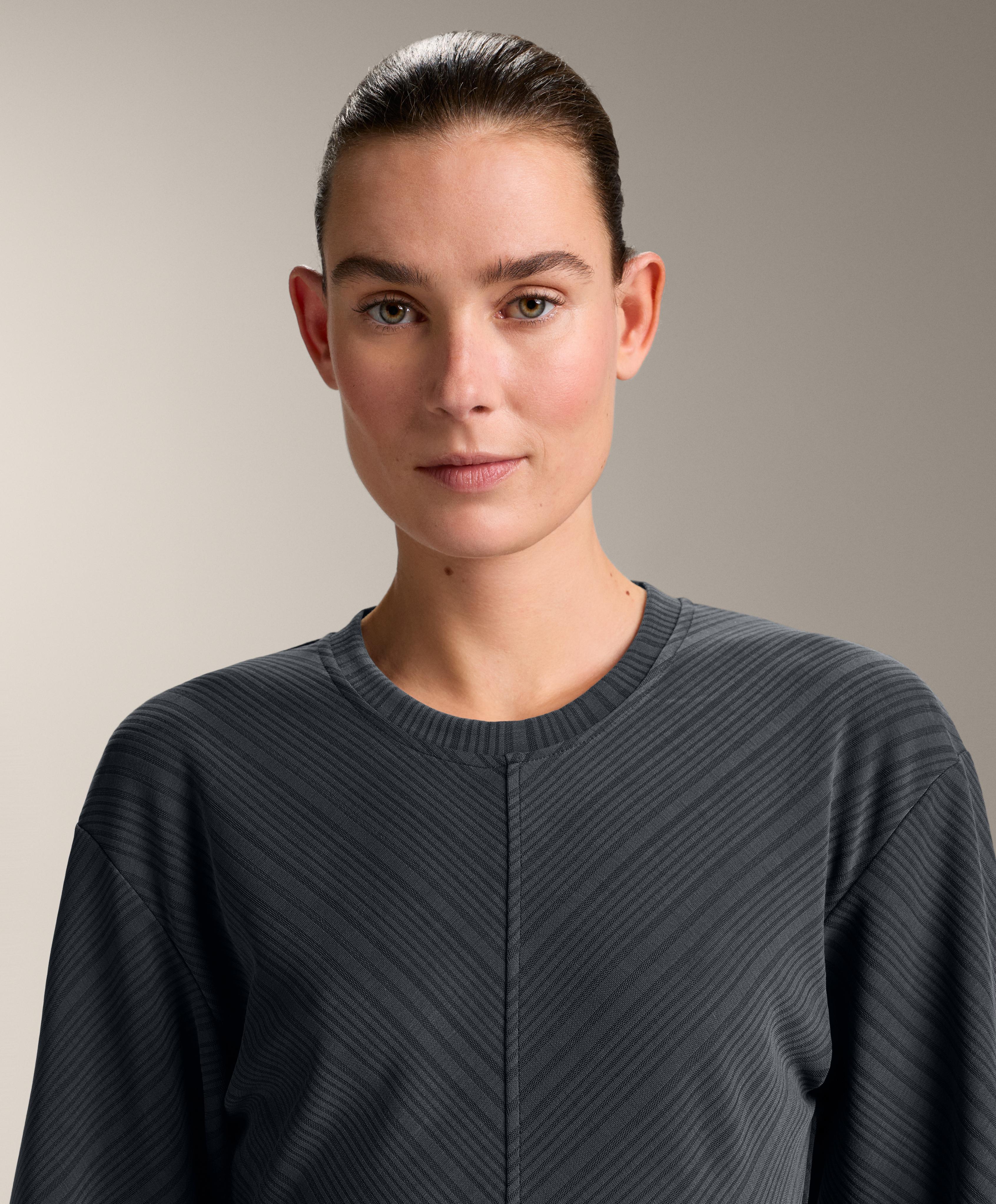 Asymmetric stripe sweatshirt with modal — ASPHALT