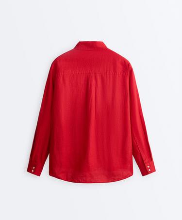 100% linen relaxed shirt — BRIGHT RED 7