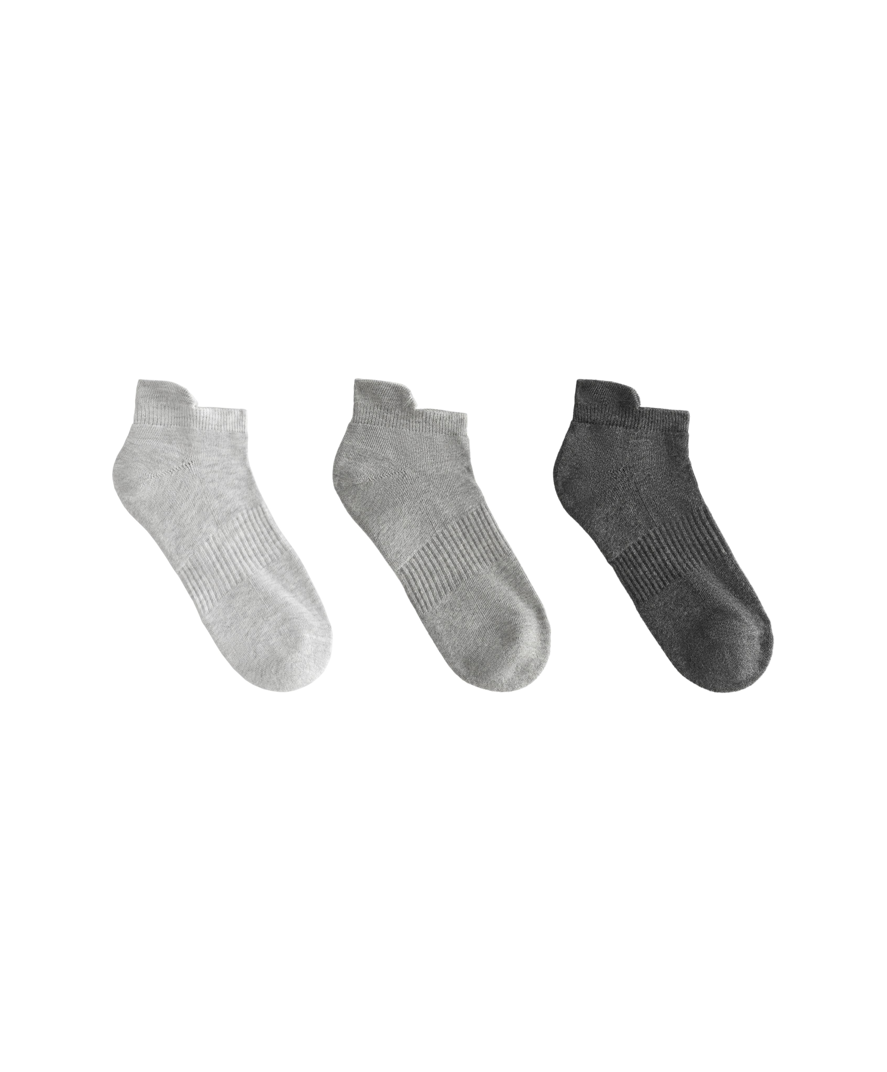 3 pairs of tab cotton blend sports sneaker socks — PALE GREY MELANGE