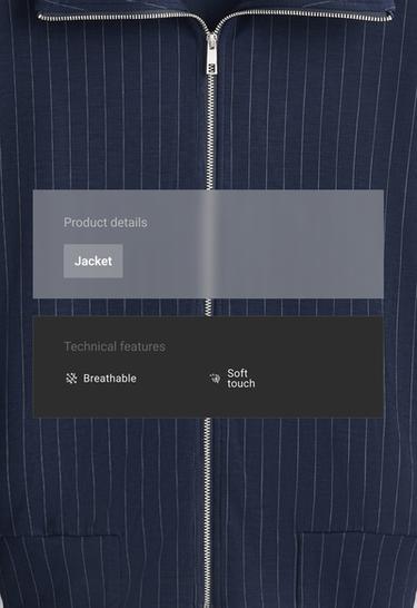 Modal pinstripe boxy jacket — NAVY BLUE 2