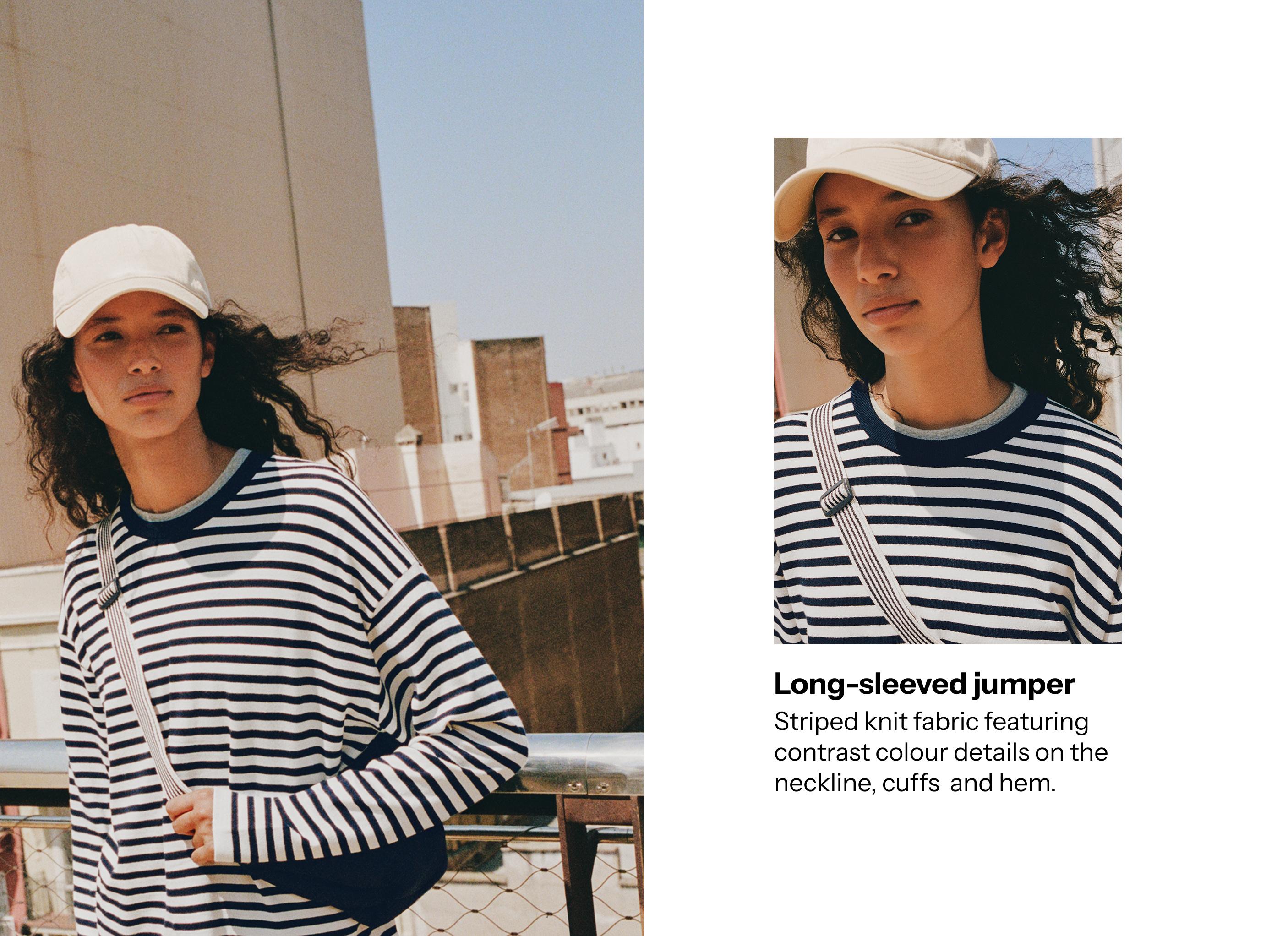 Fine knit striped jumper — PALE ECRU