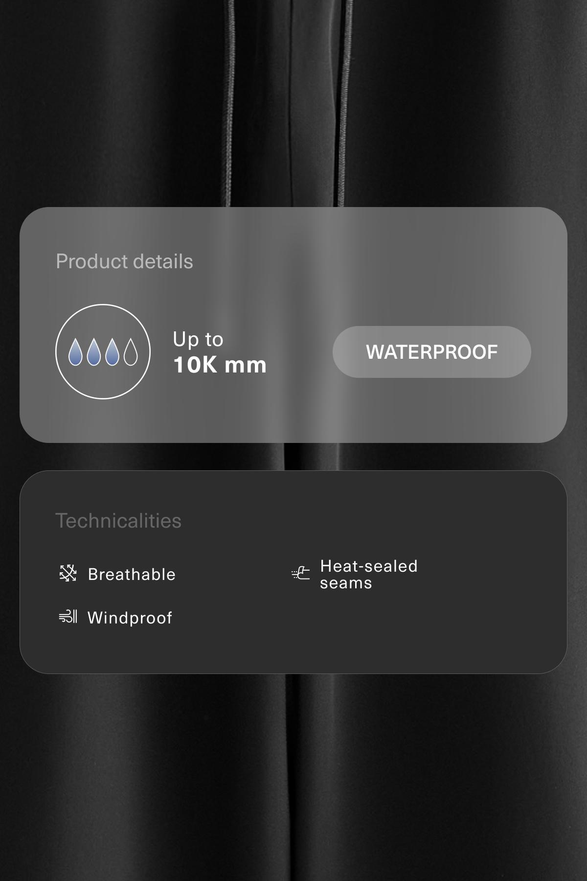 10k waterproof straight-leg trousers — BLACK