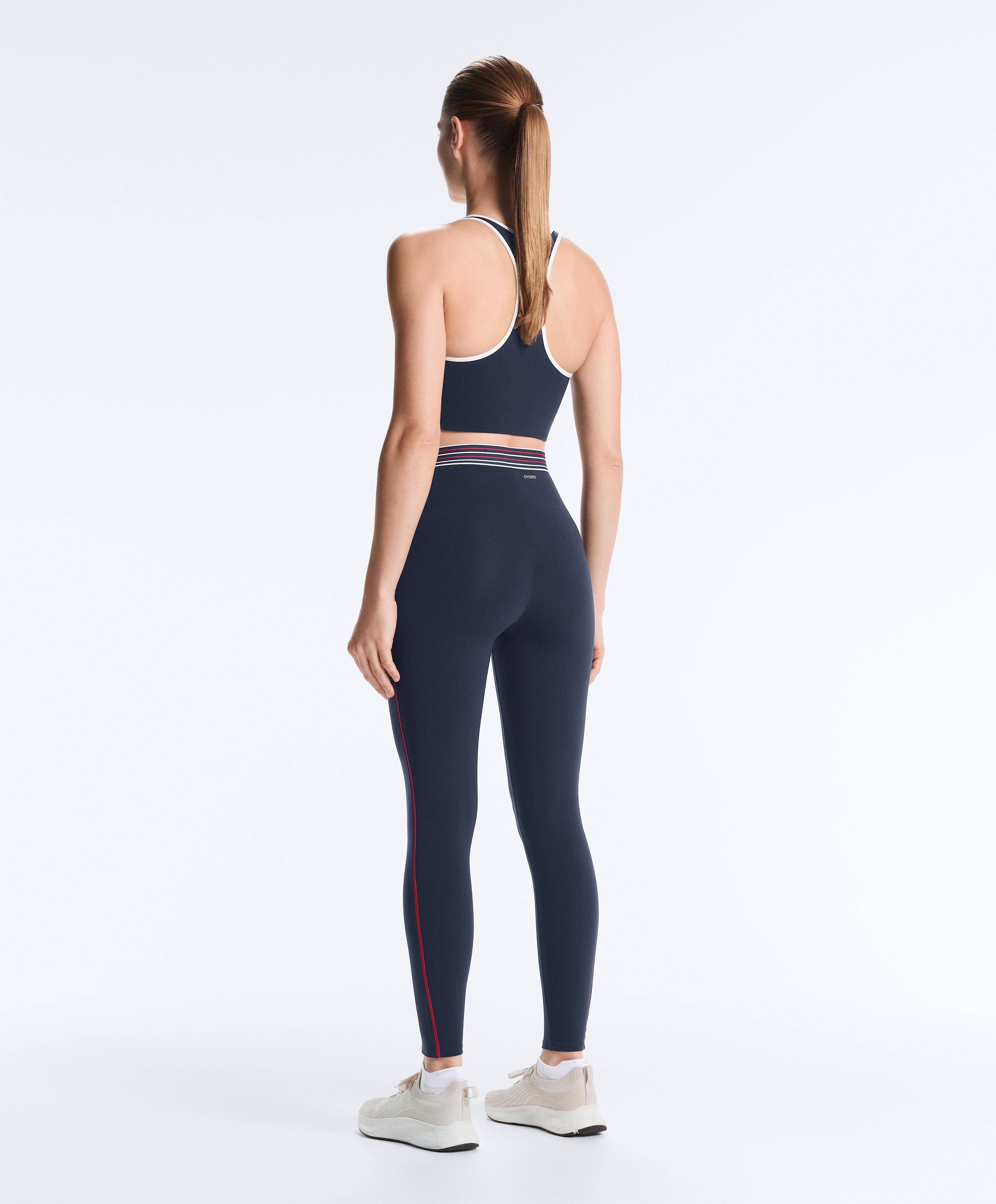 High-rise Compressive core control 65 cm ankle-length leggings — NAVY BLUE
