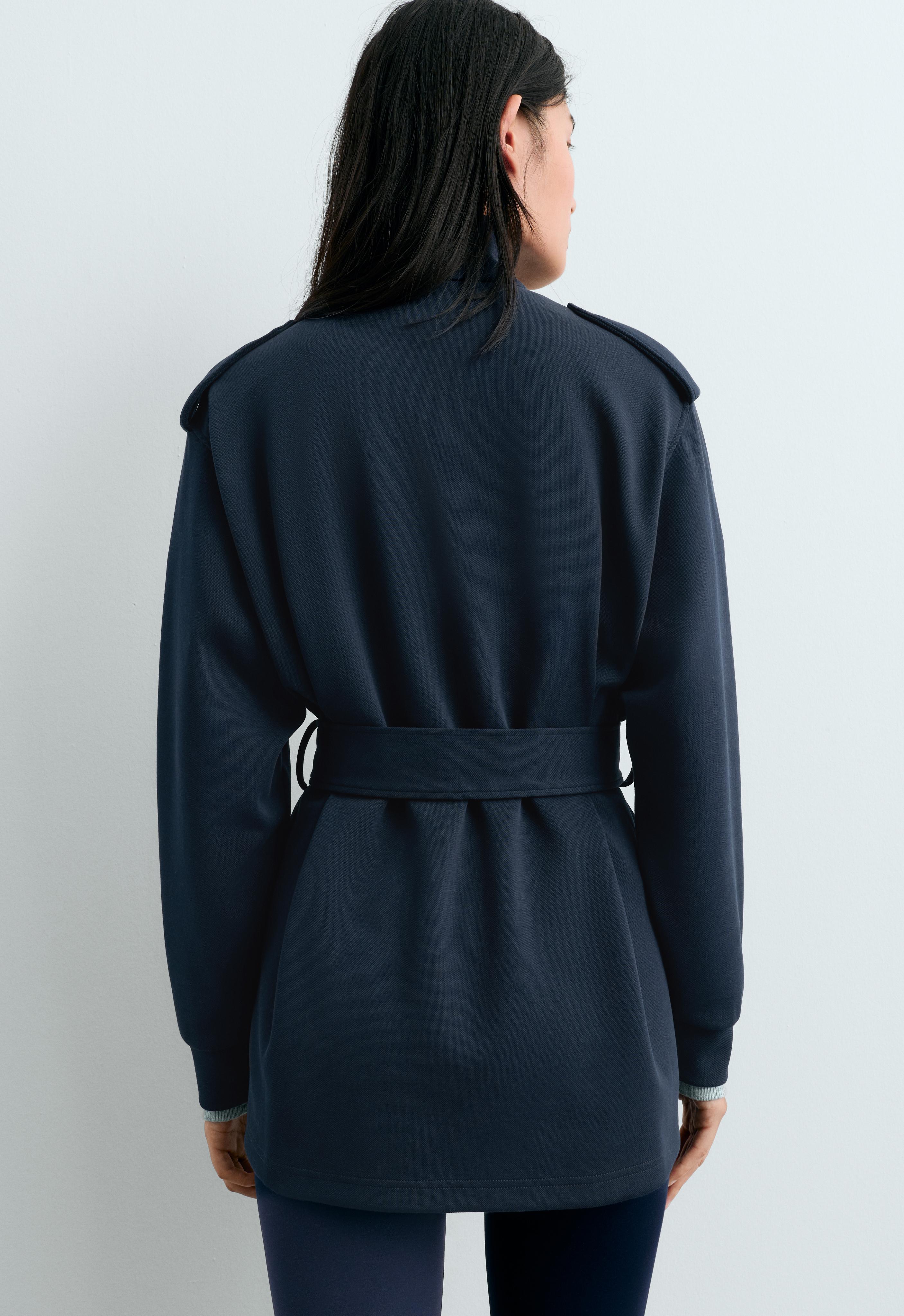 Long utility jacket with cotton — NAVY BLUE