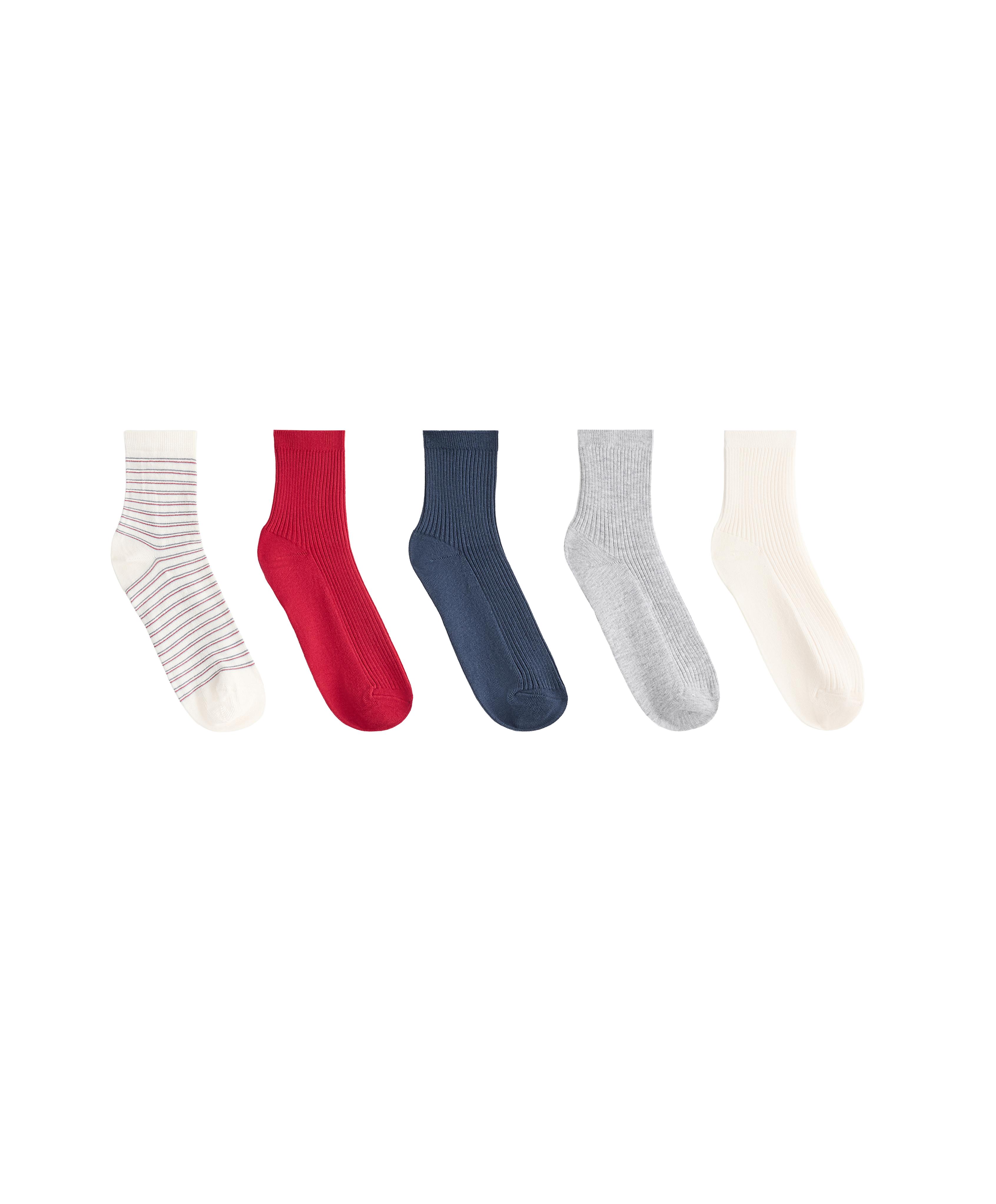 5 pairs of cotton blend quarter socks — BRIGHT RED