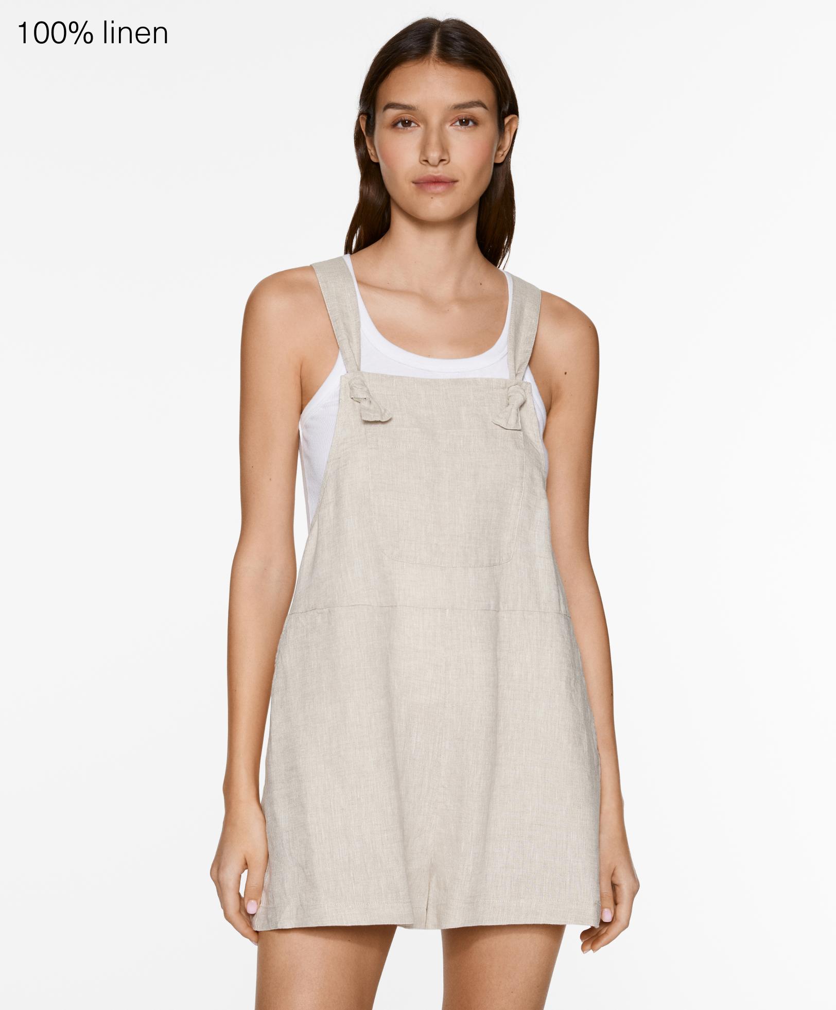 Combi-short à bretelles 100 % lin Combi-short à bretelles 100 % lin