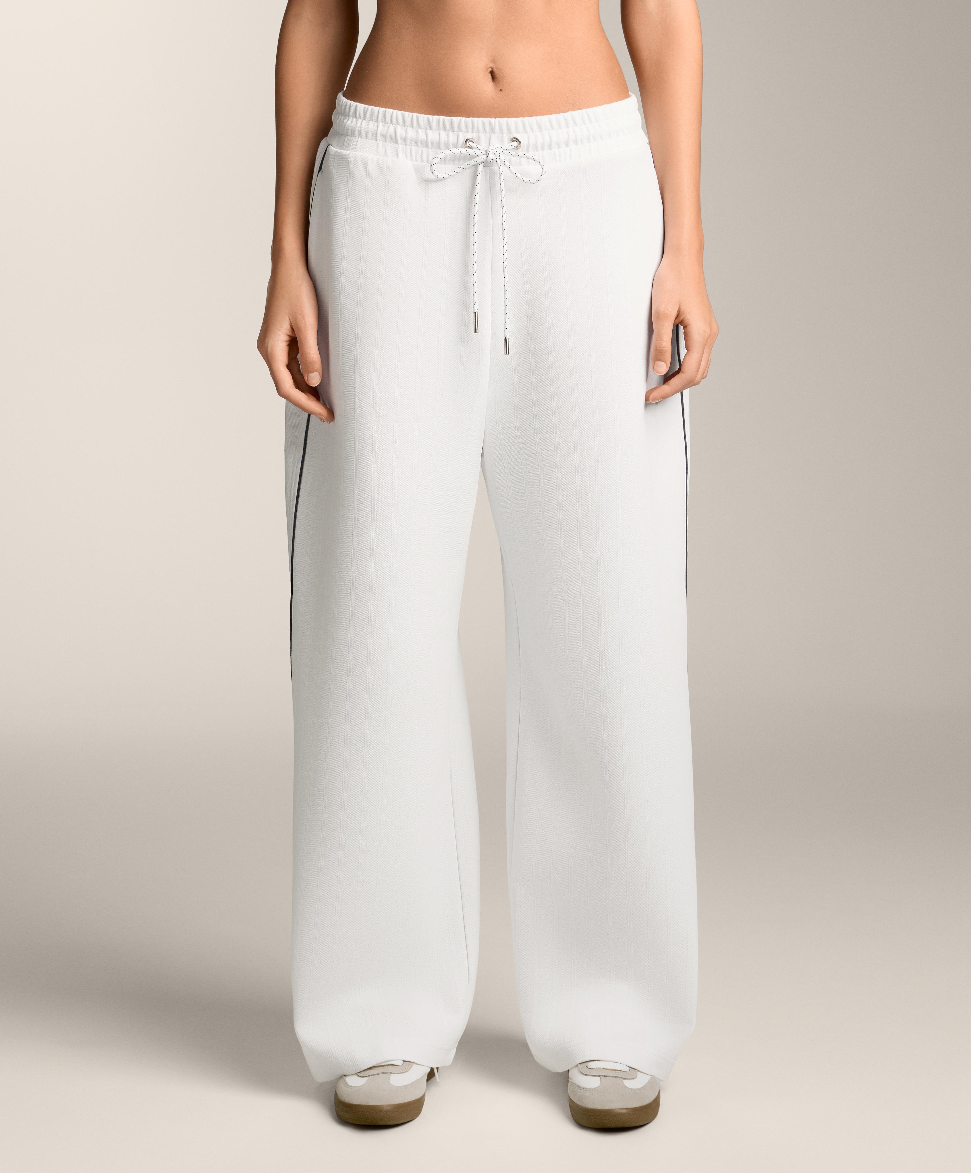 Piqué trousers with side piping and cotton — WHITE 