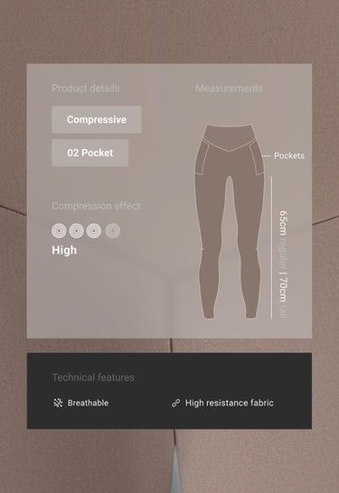 Ankle-length High rise Compressive leggings with Pocket — TAUPE                    2