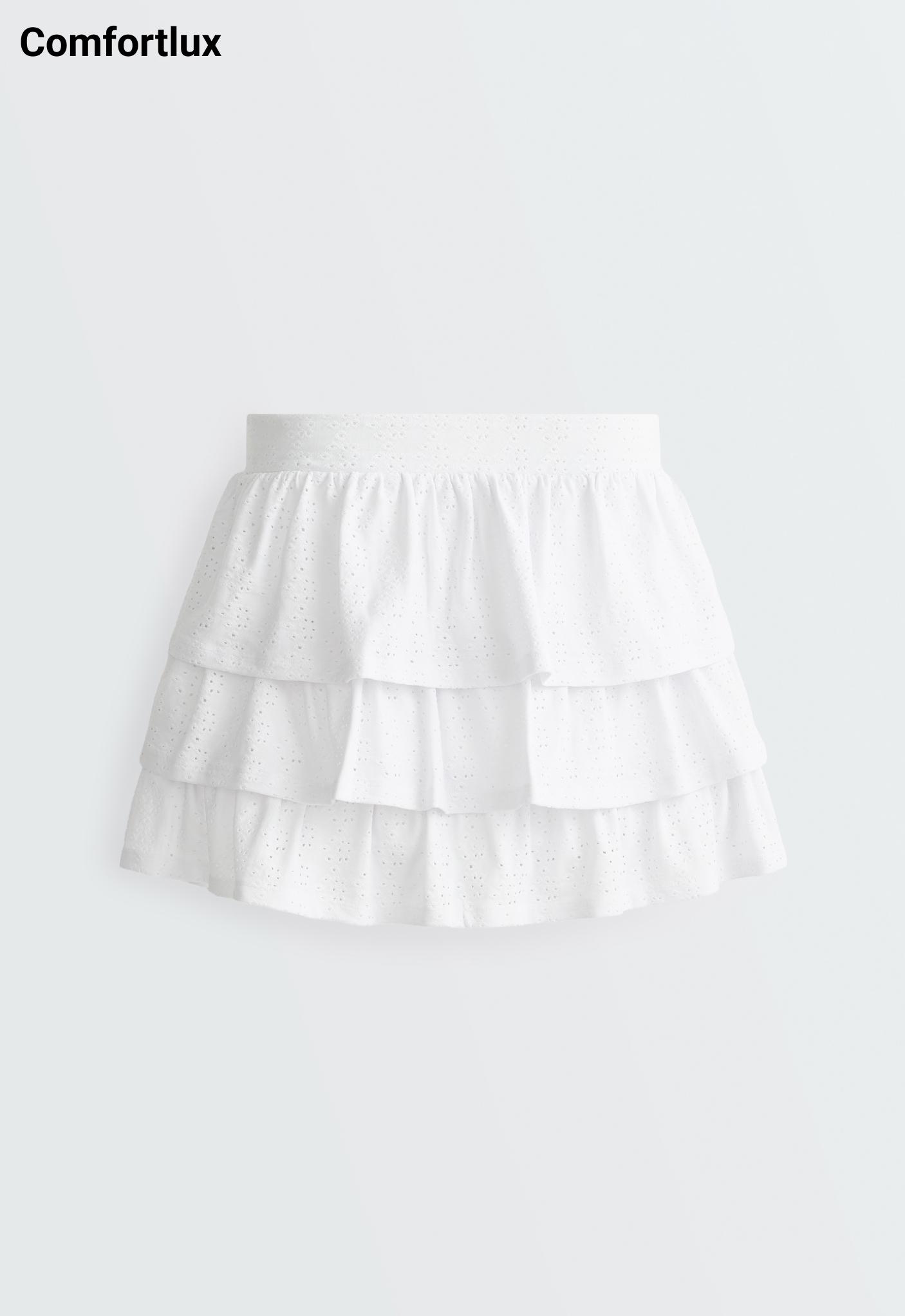 Comfortlux embroidered short skirt — WHITE