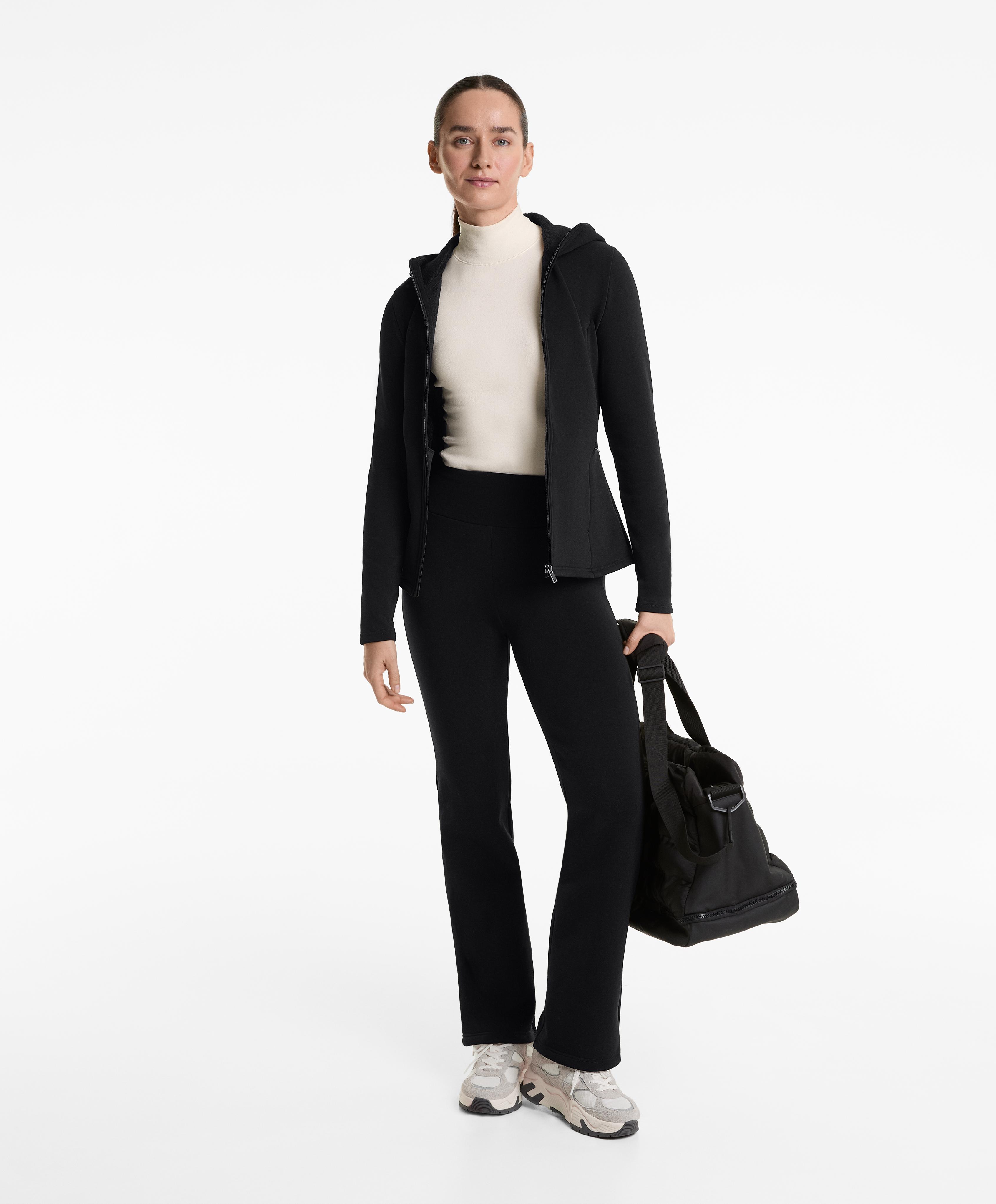 Bootcut seamless high rise super extra Warm trousers — BLACK