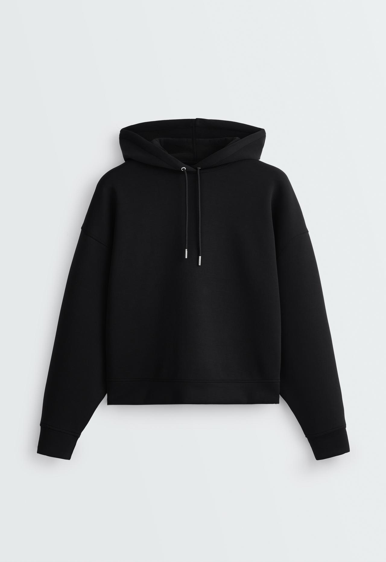 Boxy sweatshirt with brushed modal — BLACK