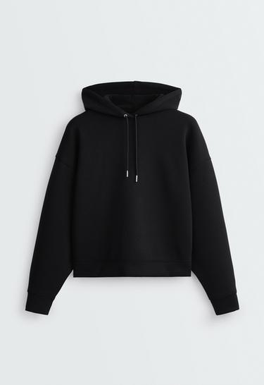 Boxy sweatshirt with brushed modal — BLACK 7