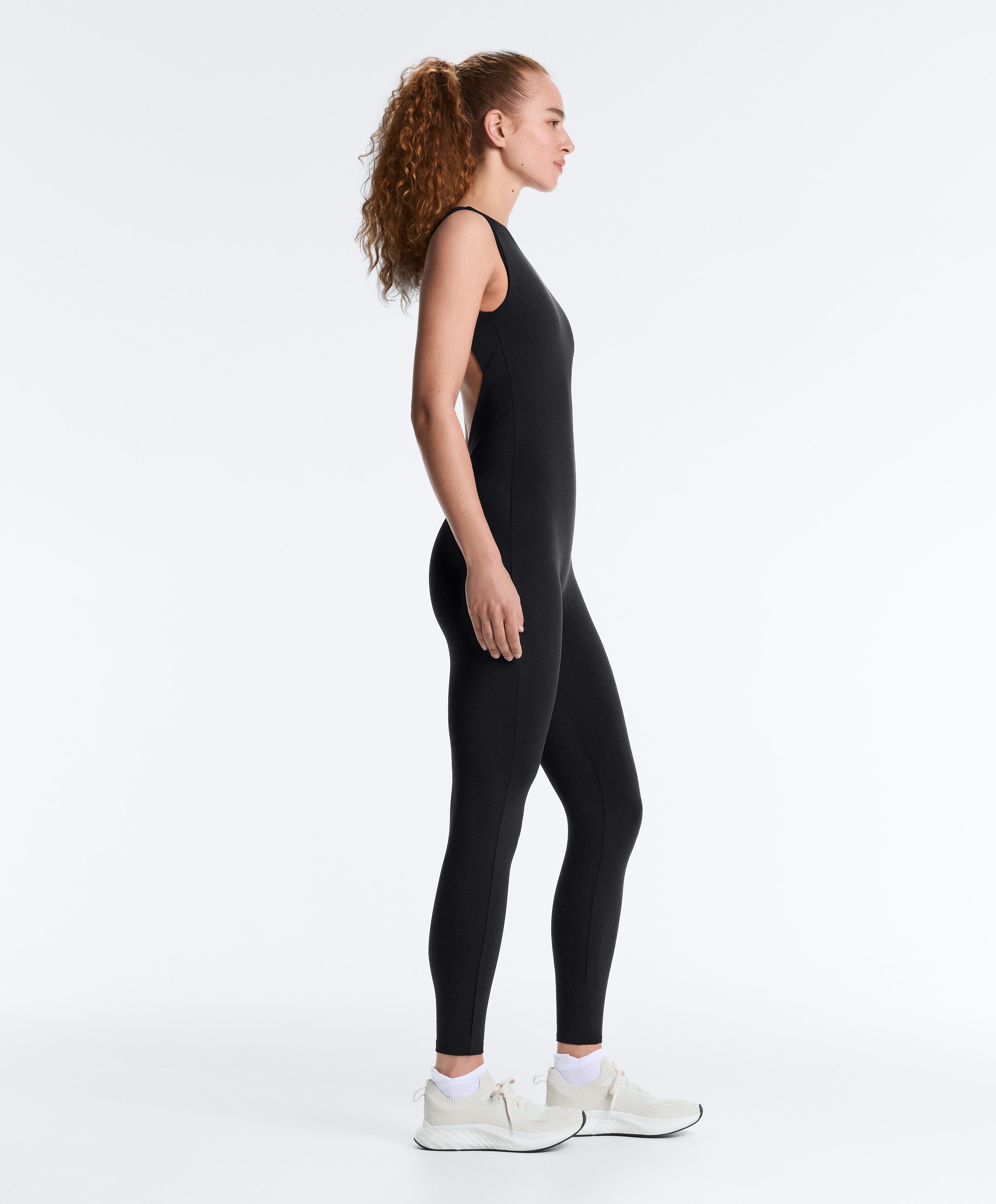 Comfortlux boat neck long jumpsuit — BLACK