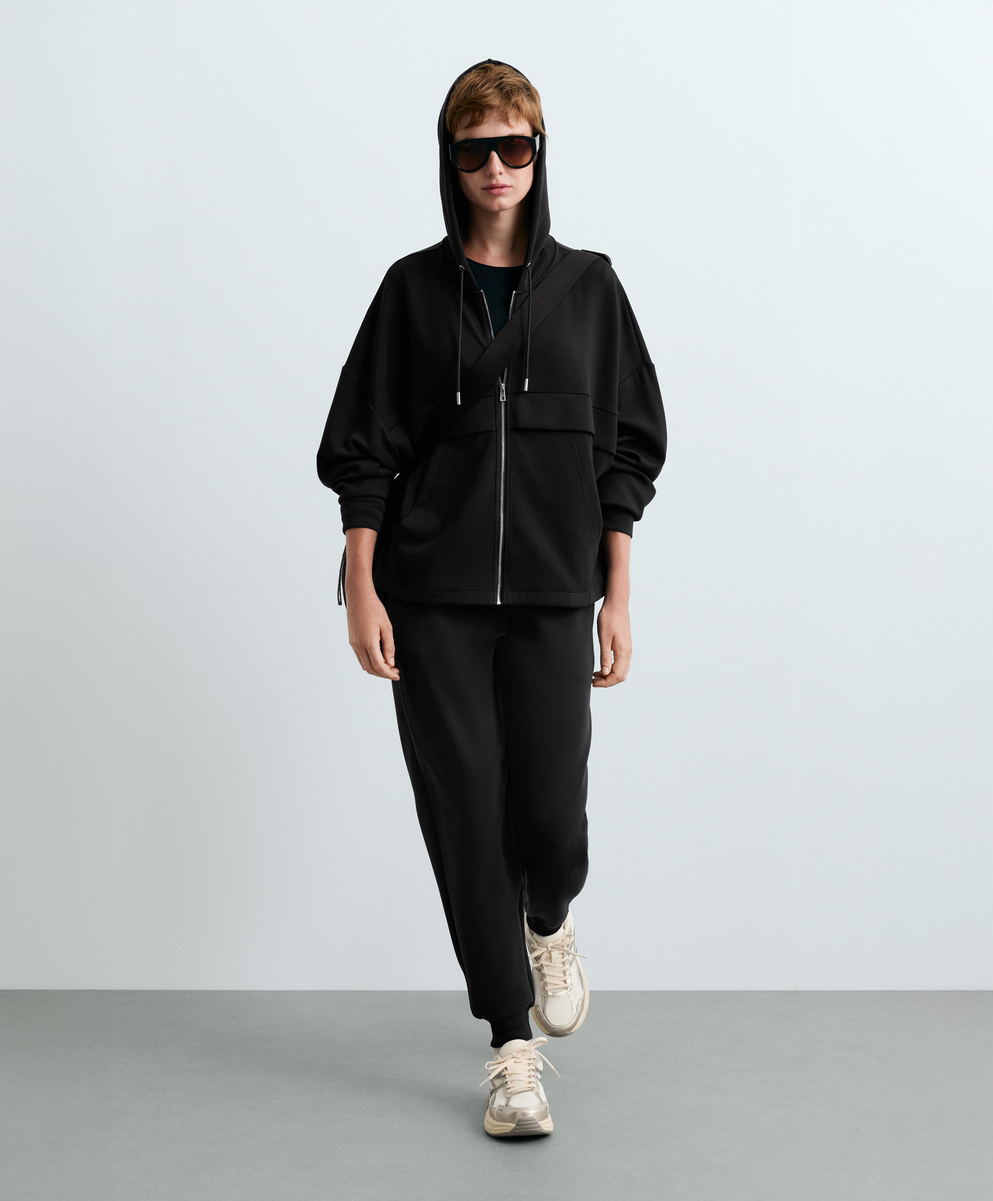 Soft-touch jacket with modal — BLACK