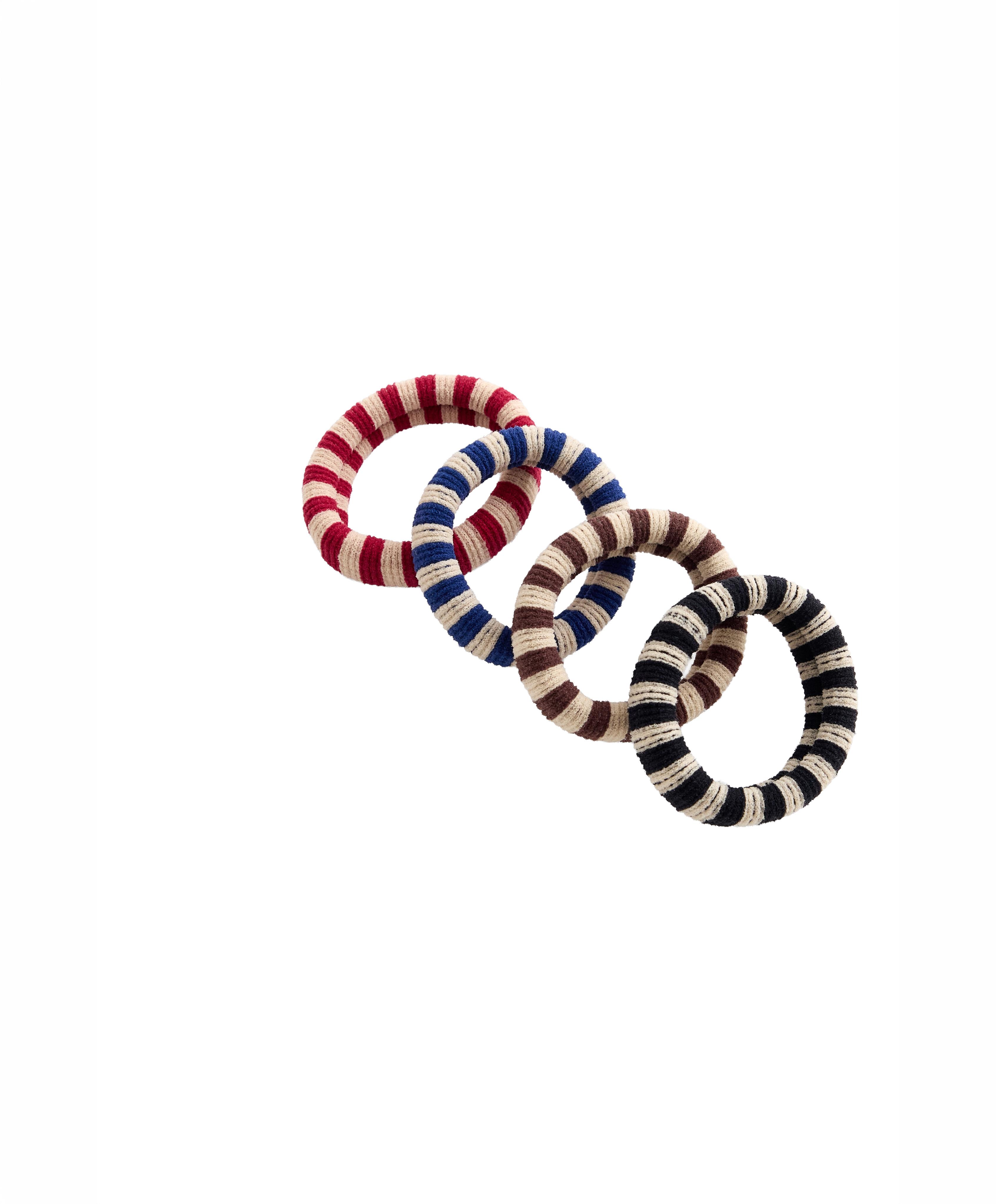 4 wide striped hair scrunchies — BURGUNDY