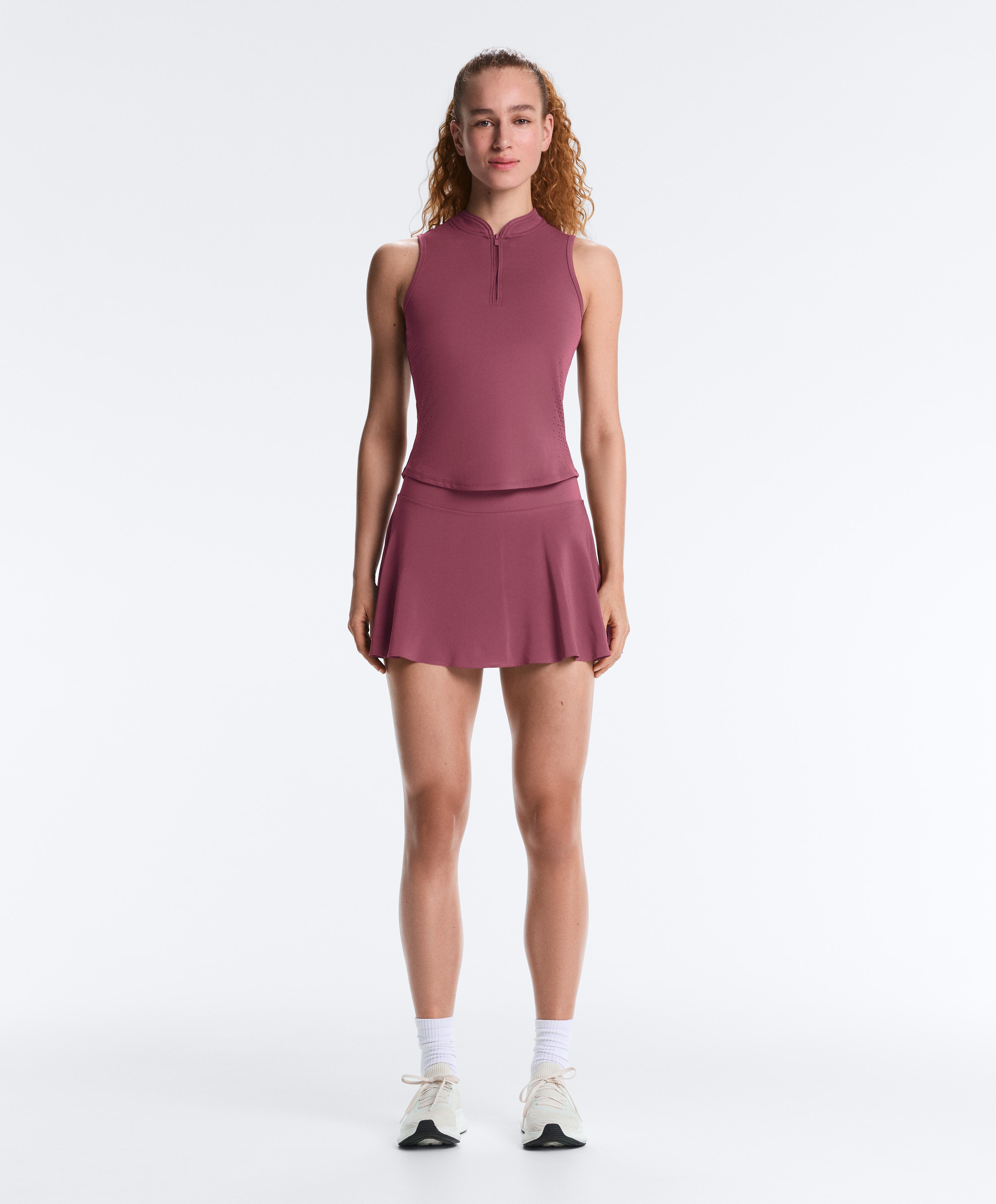 Technical sleeveless T-shirt with half zip — DUSTY ROSETTE