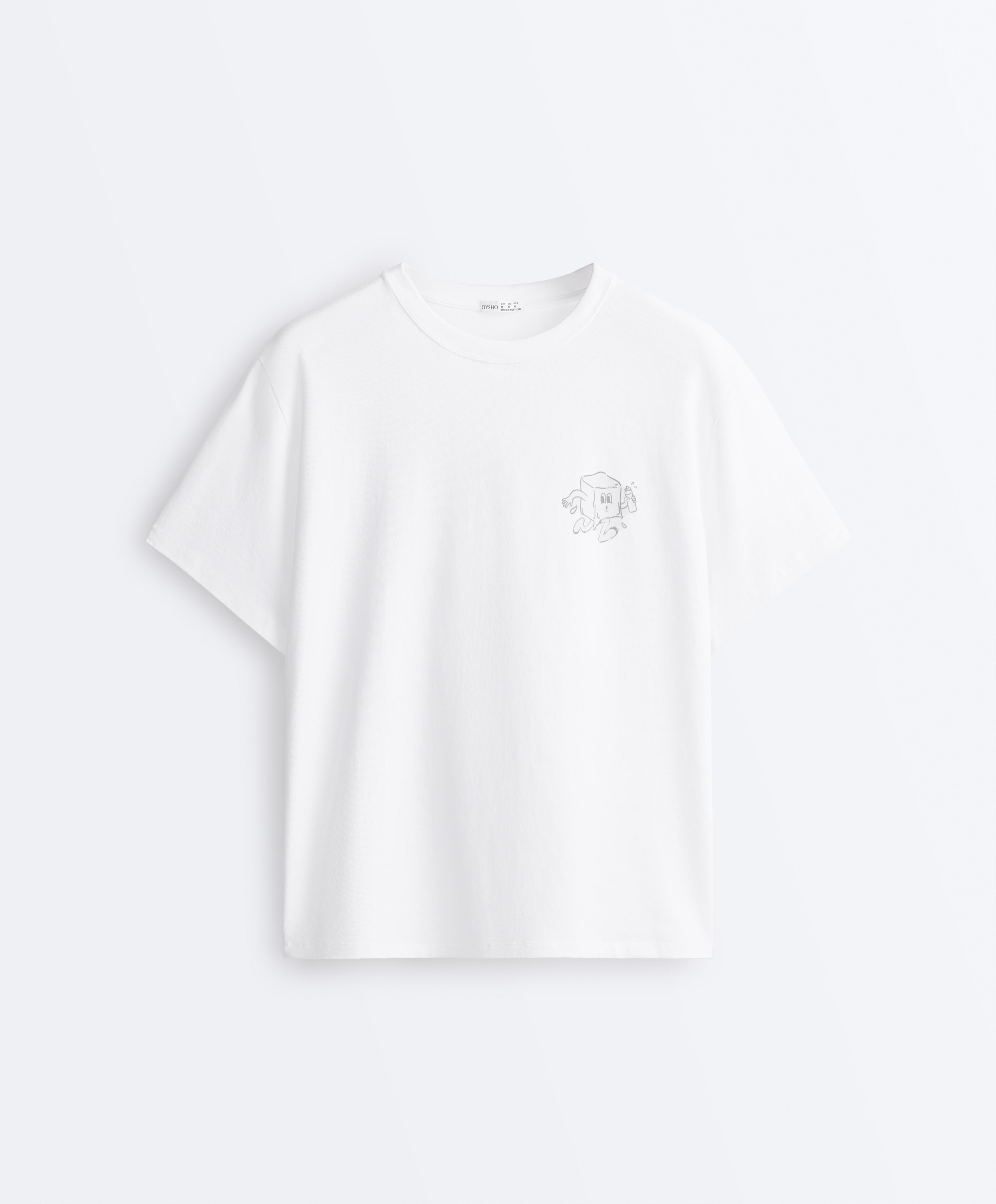 Kortärmad boxy t-shirt i bomullsblandning med tryck