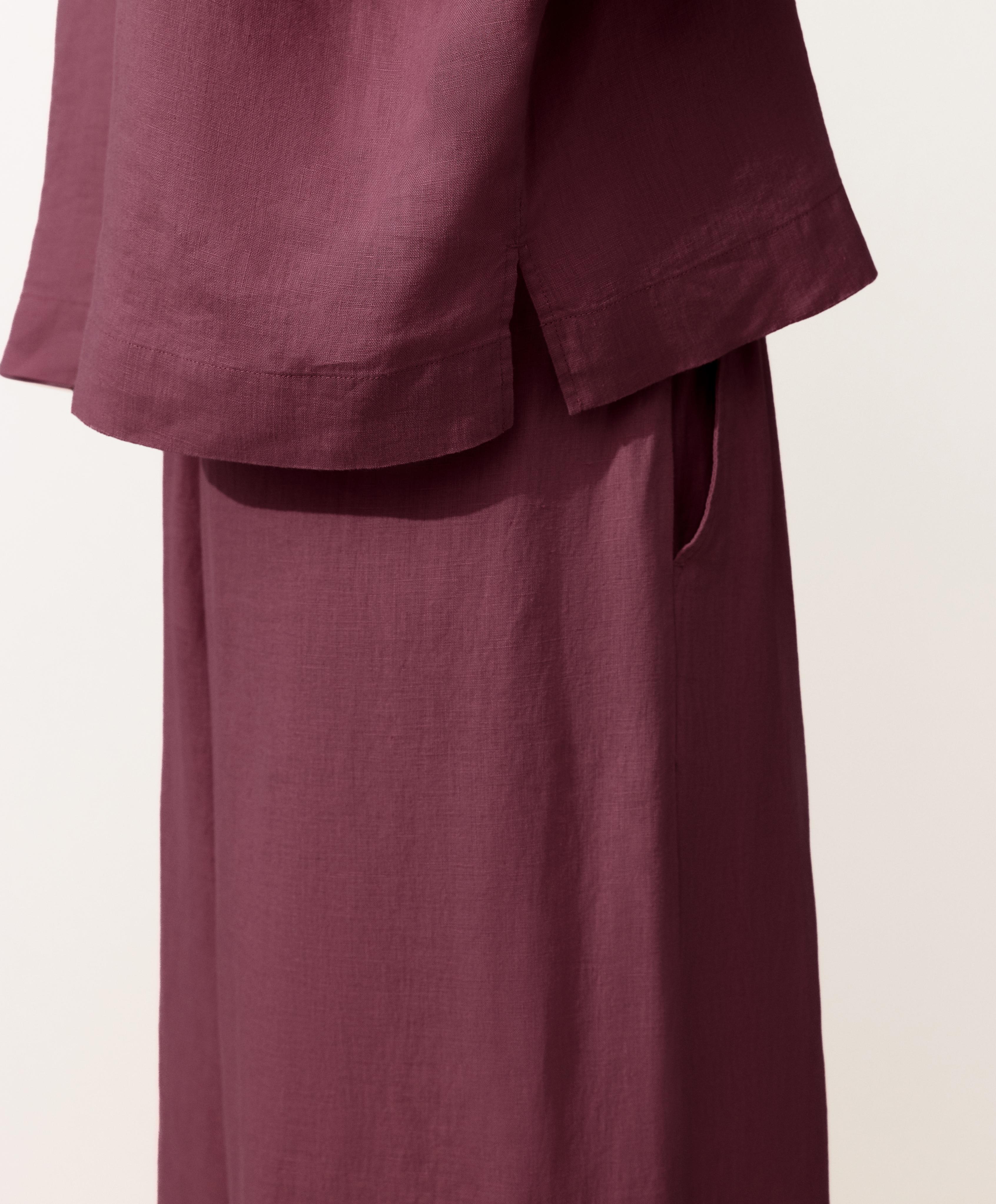 Oversize 100% linen polo shirt — CHERRY
