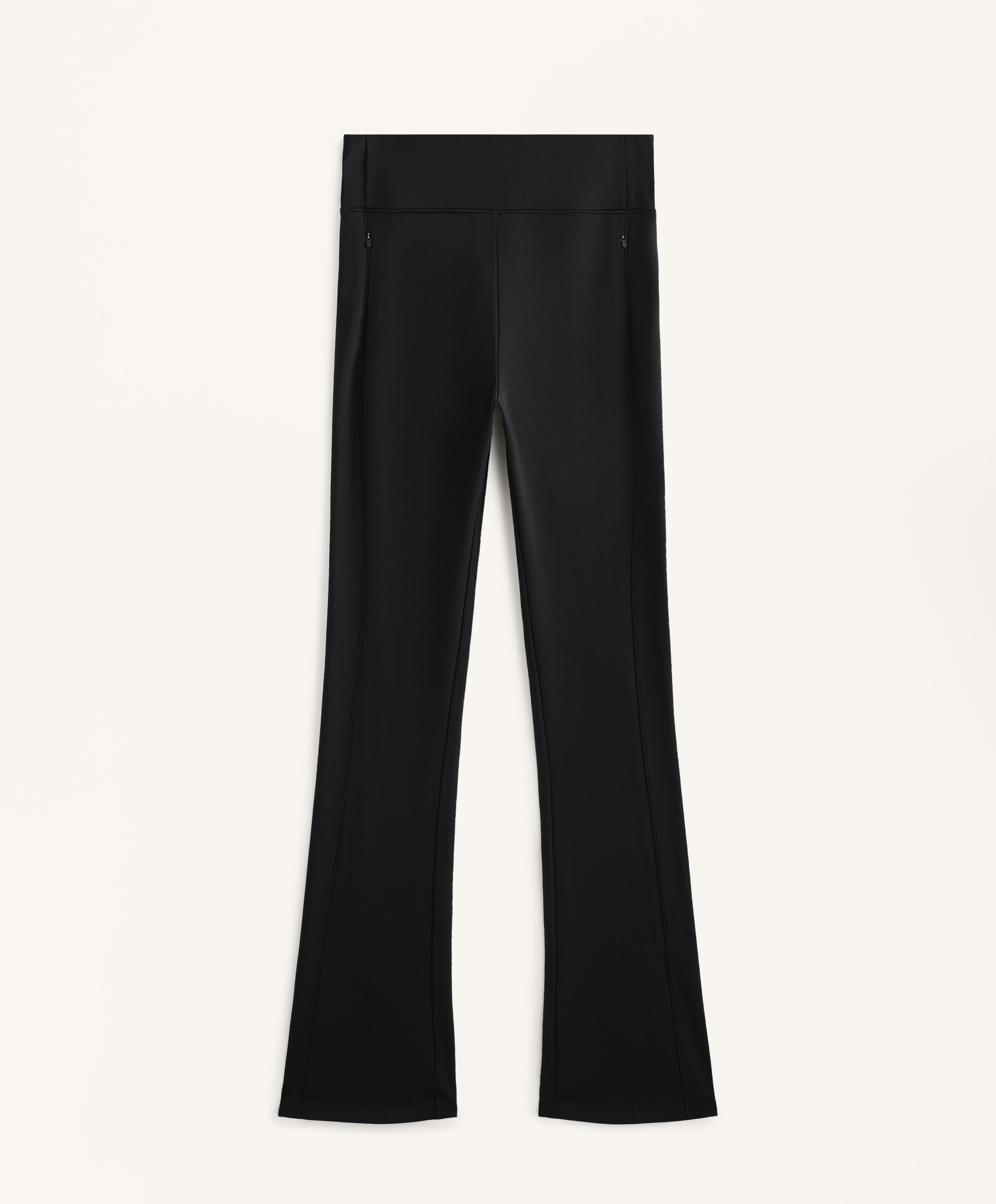 High rise warm flare trousers with pockets — BLACK