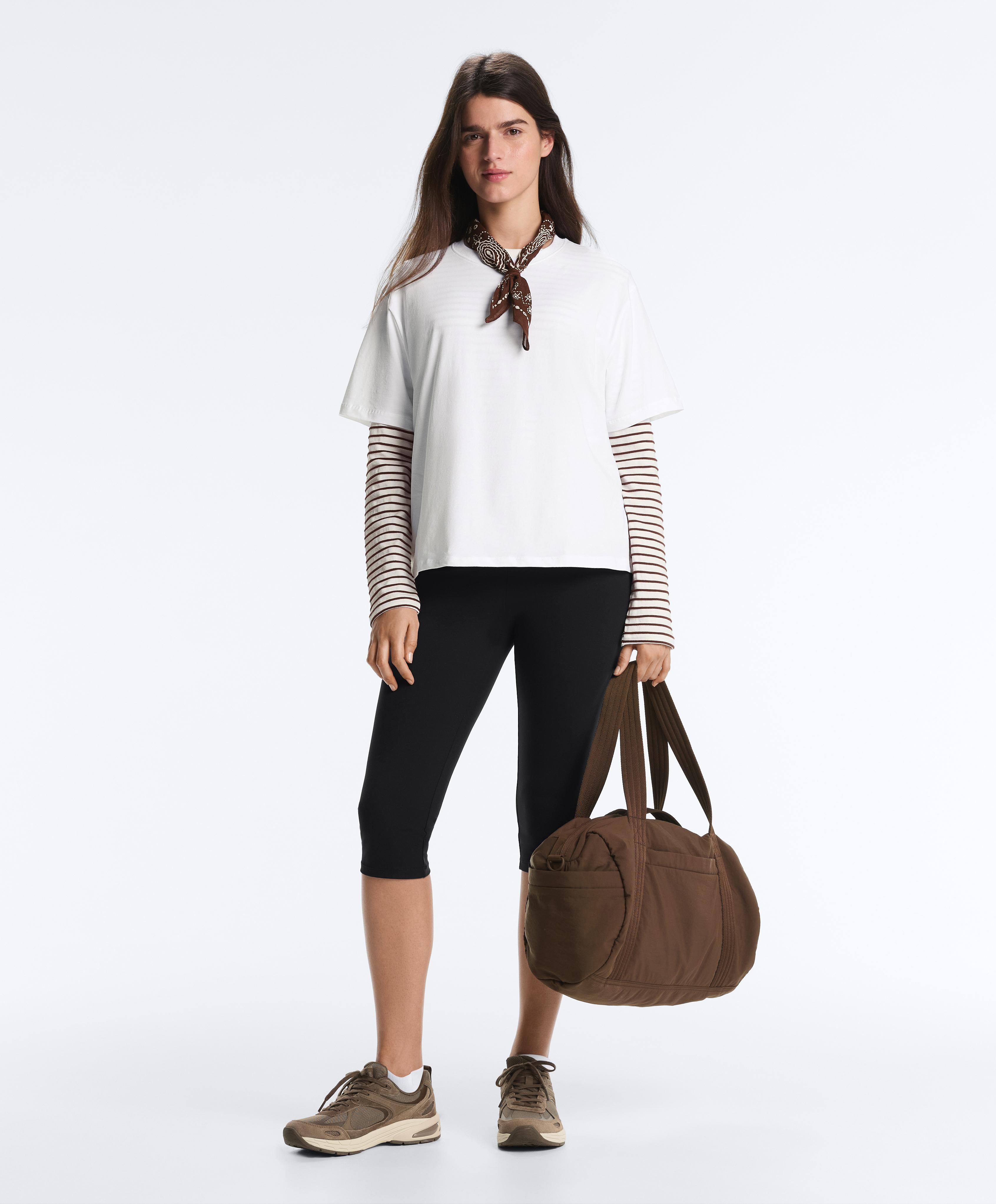 Boxy short-sleeved cotton blend T-shirt