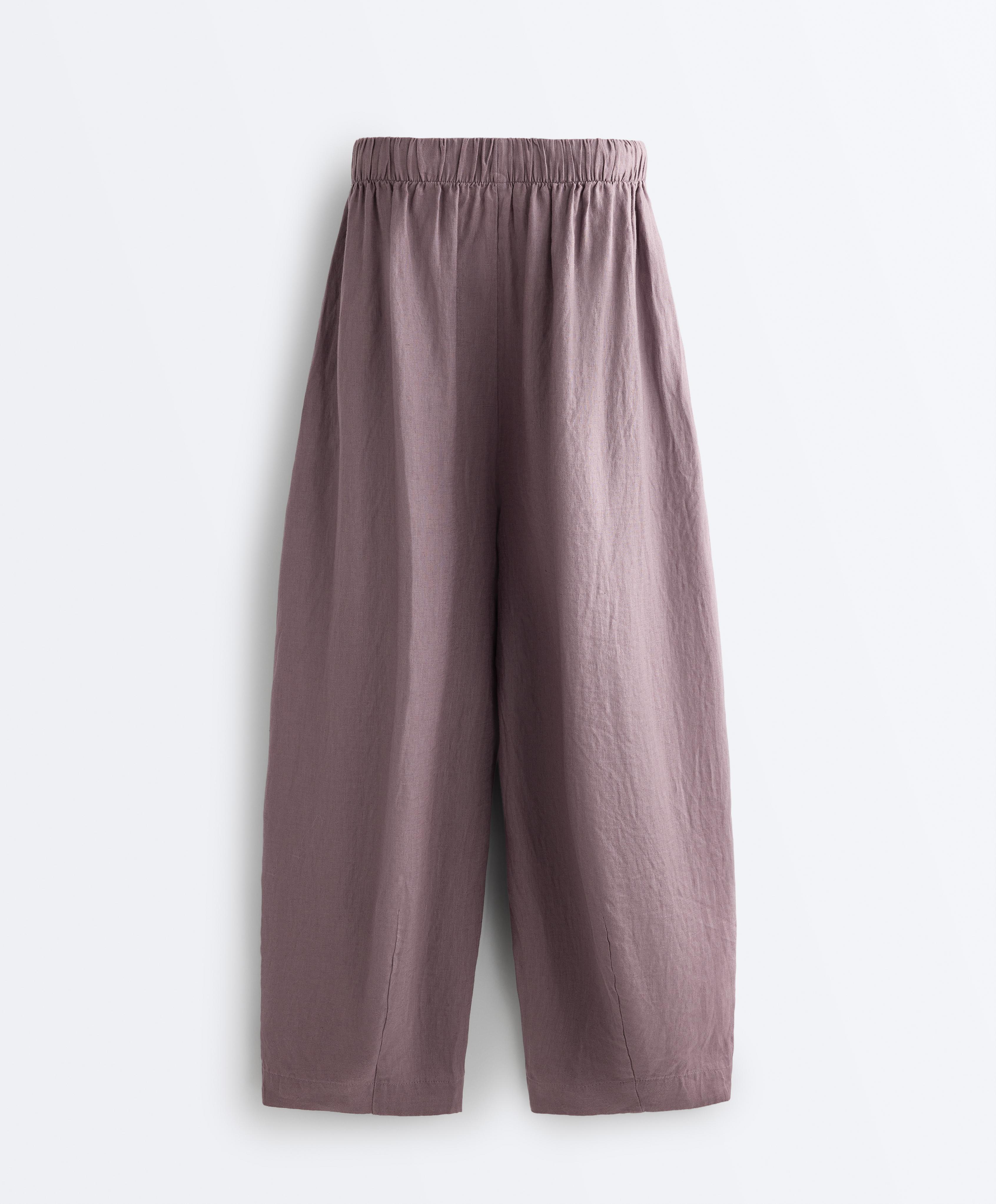 100% linen balloon trousers — DUSTY LILAC