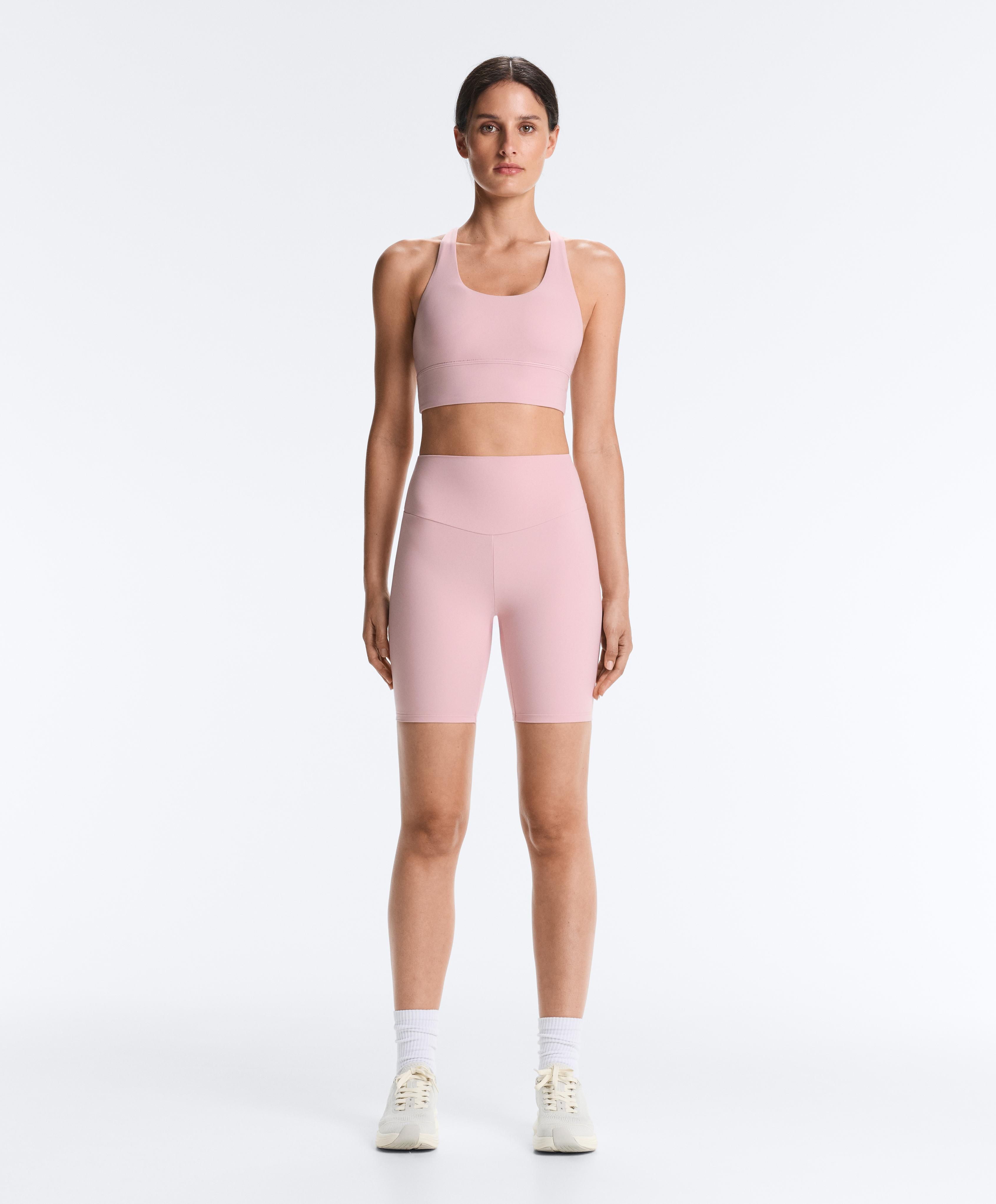 Comfortlux high-rise 20cm biker leggings — PALE PINK