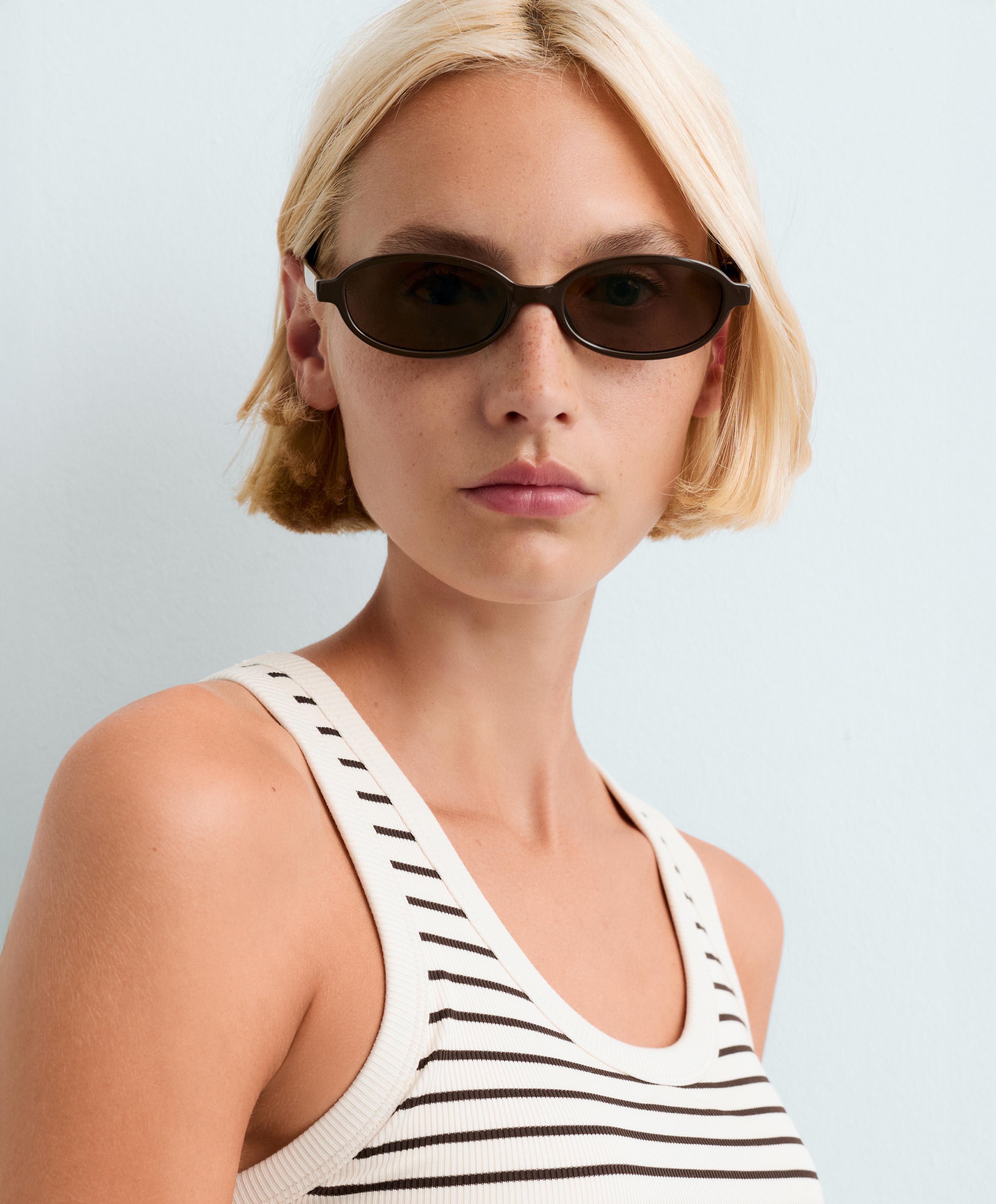 Long modal rib stripe tank top — DARK BROWN