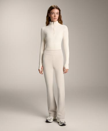 High rise Warm Flare trousers with zips — PALE MINK 3