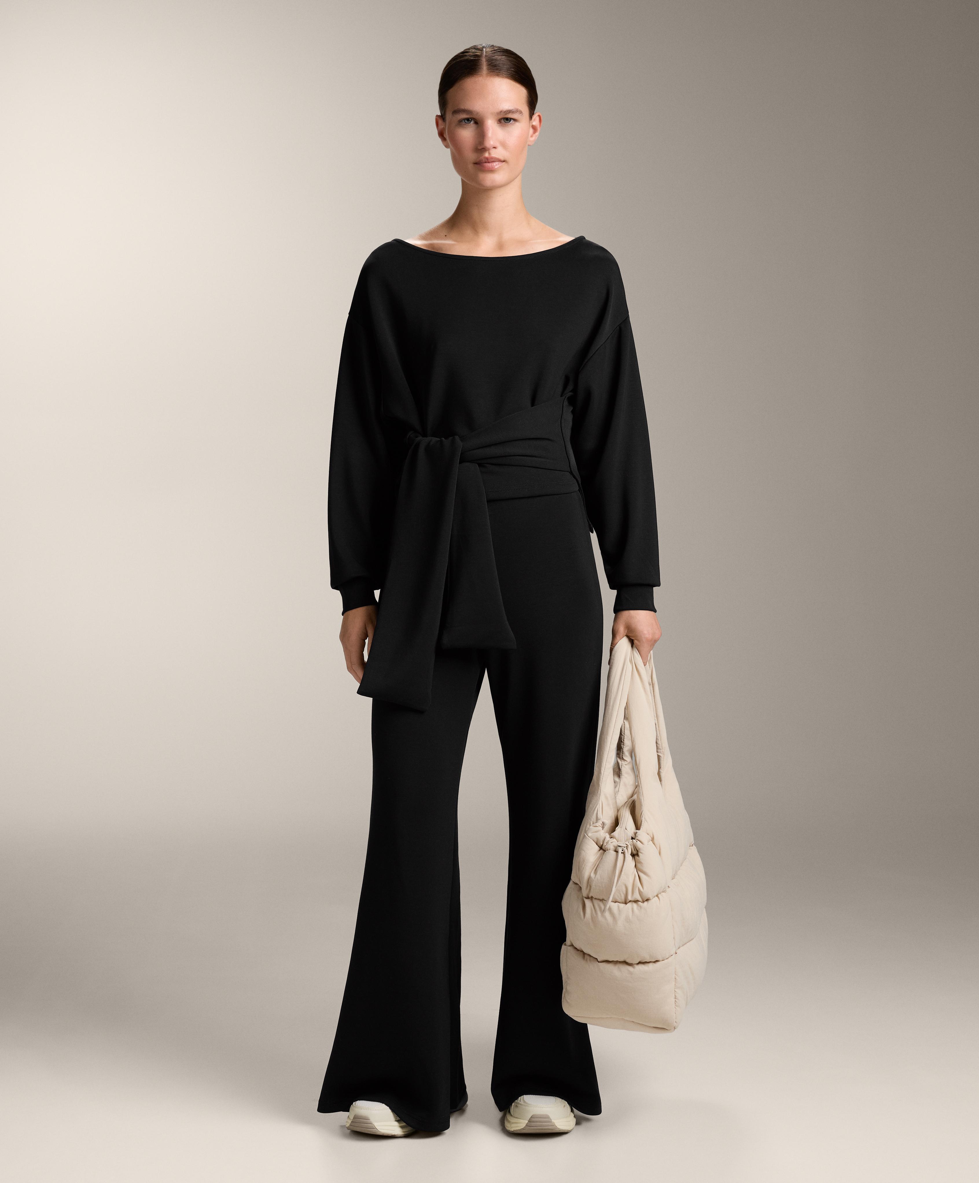 Soft-touch knotted sweatshirt with modal — BLACK
