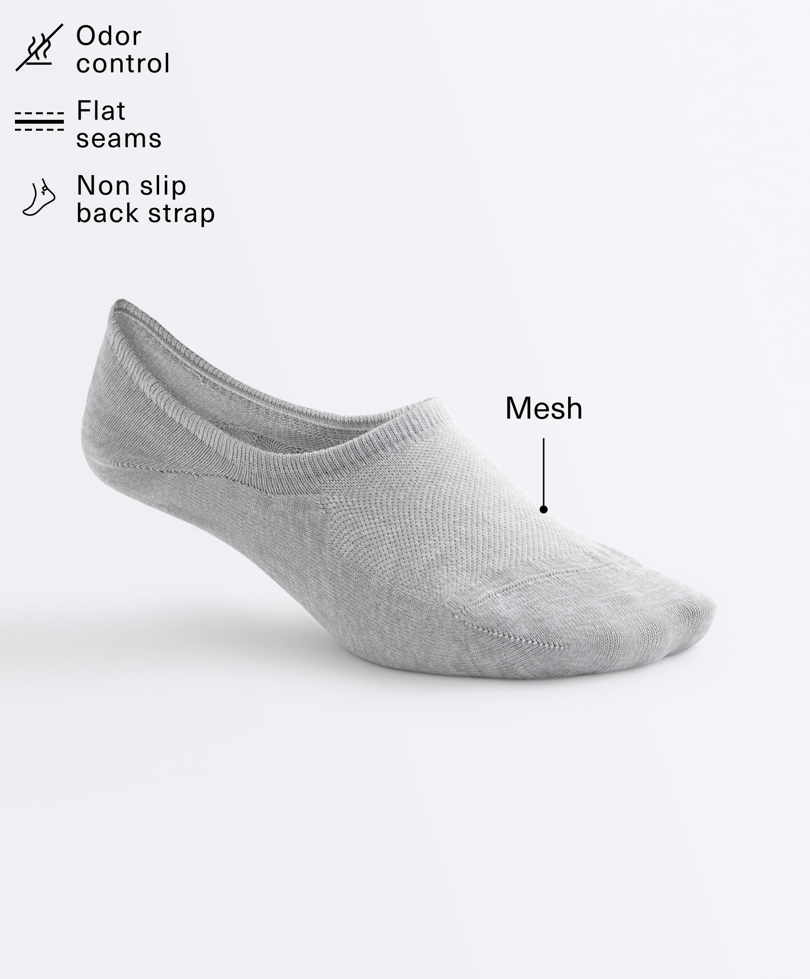 3-pack high-cut polyamide blend invisible trainer socks — MID-GREY MELANGE