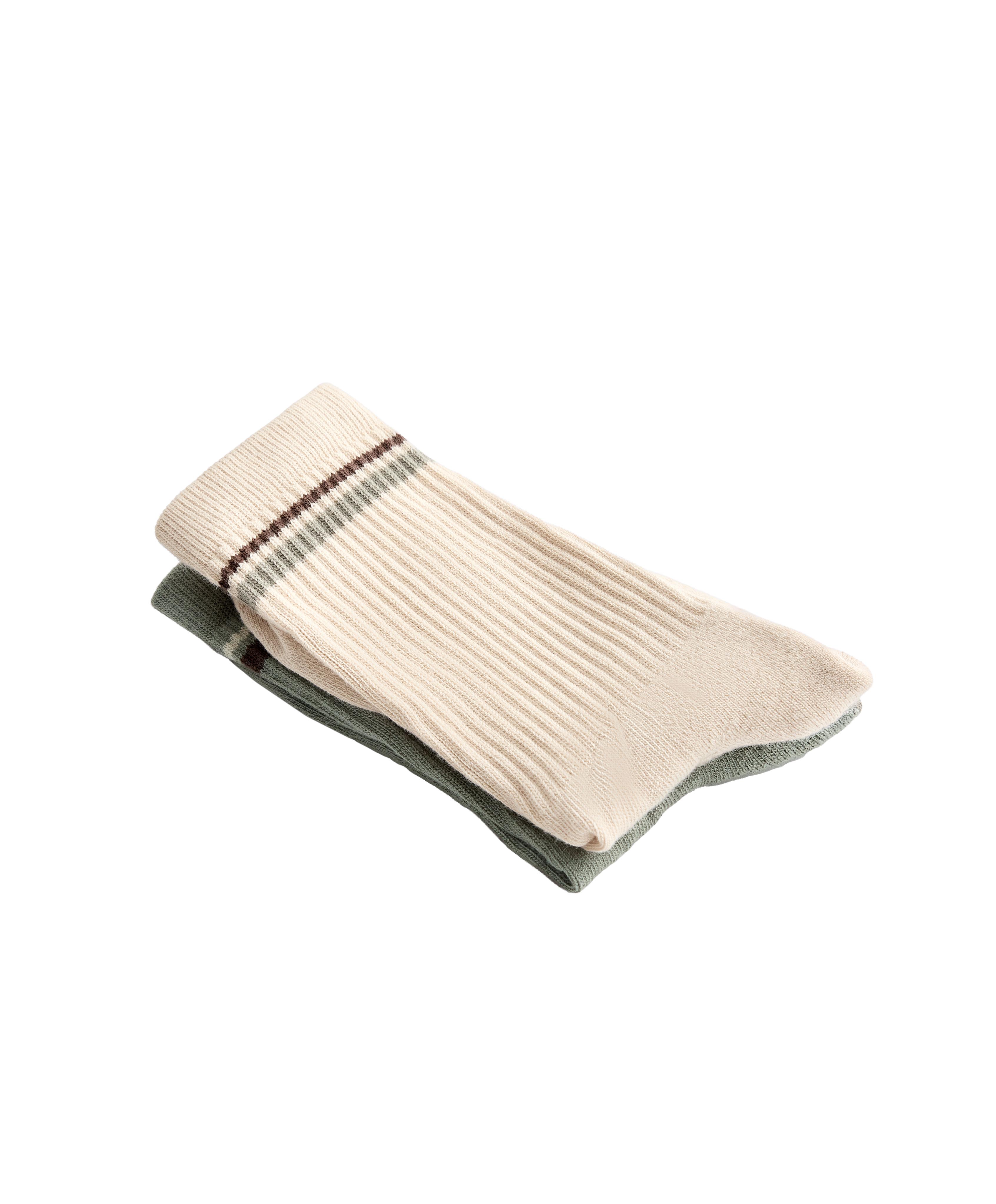 2 pairs of Classic cotton blend yoga and Pilates socks — SOFT AQUA GREEN
