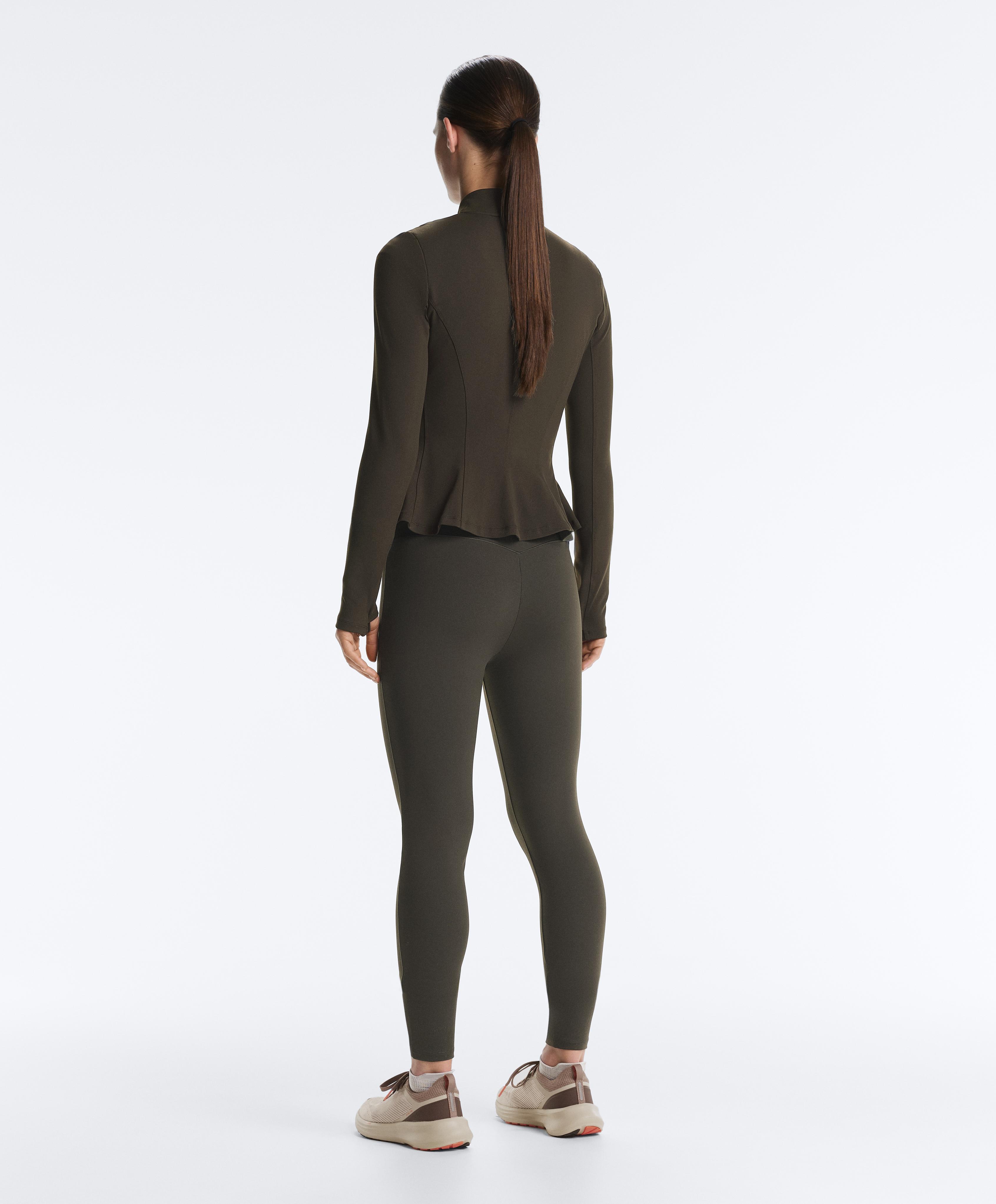 Evermove peplum technical jacket — BROWN